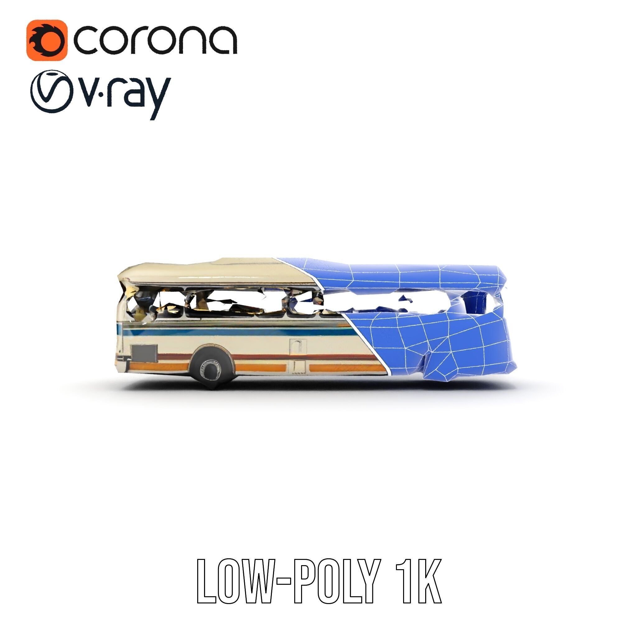 Vintage Bus D Model Pack Low-poly 3D model_26