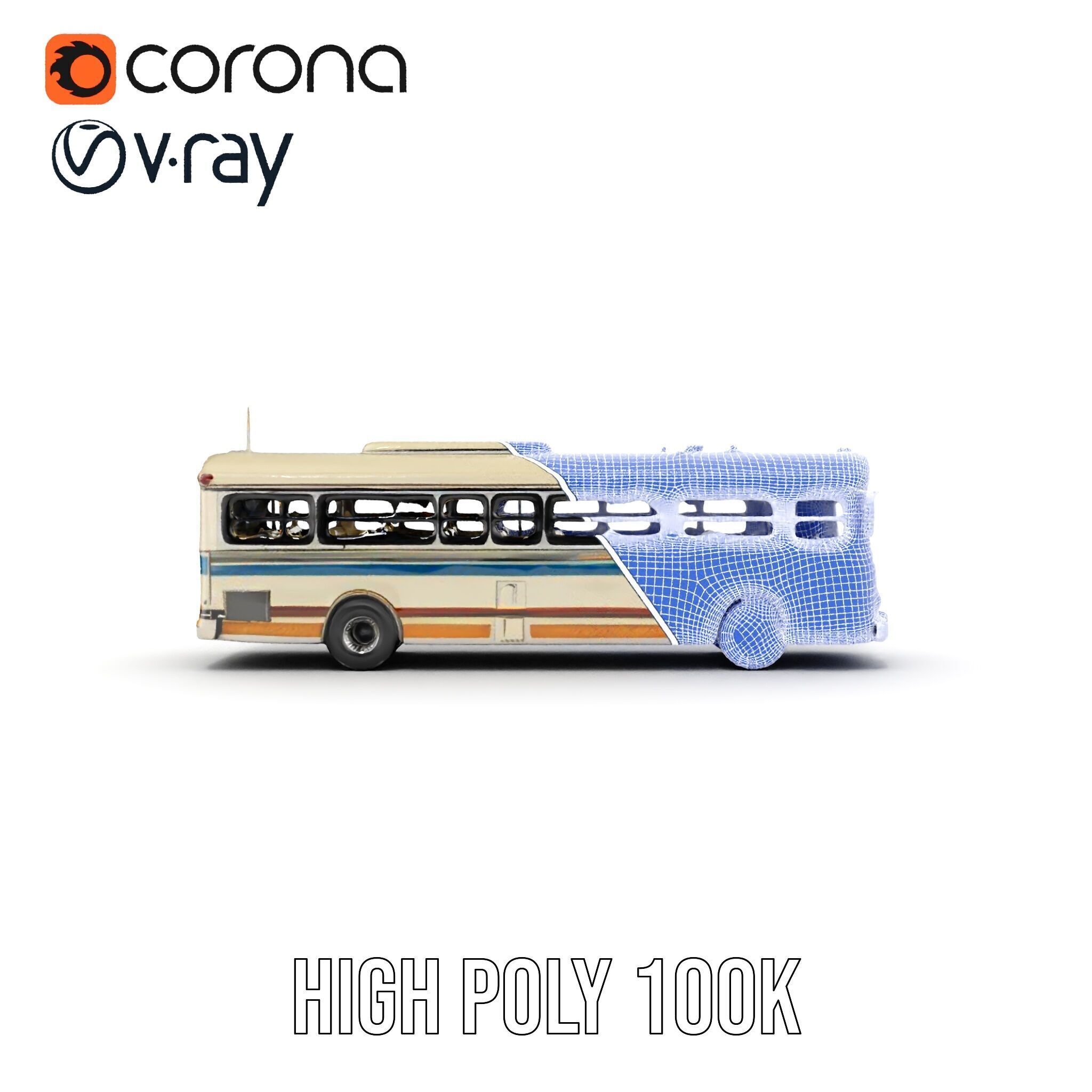 Vintage Bus D Model Pack Low-poly 3D model_38