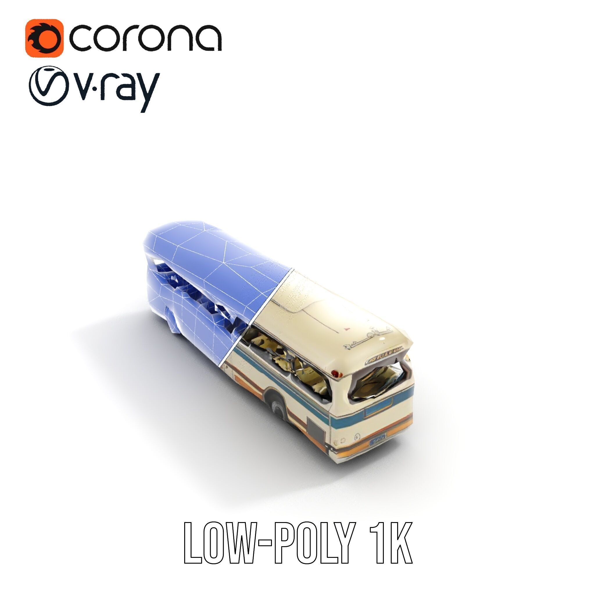 Vintage Bus D Model Pack Low-poly 3D model_29