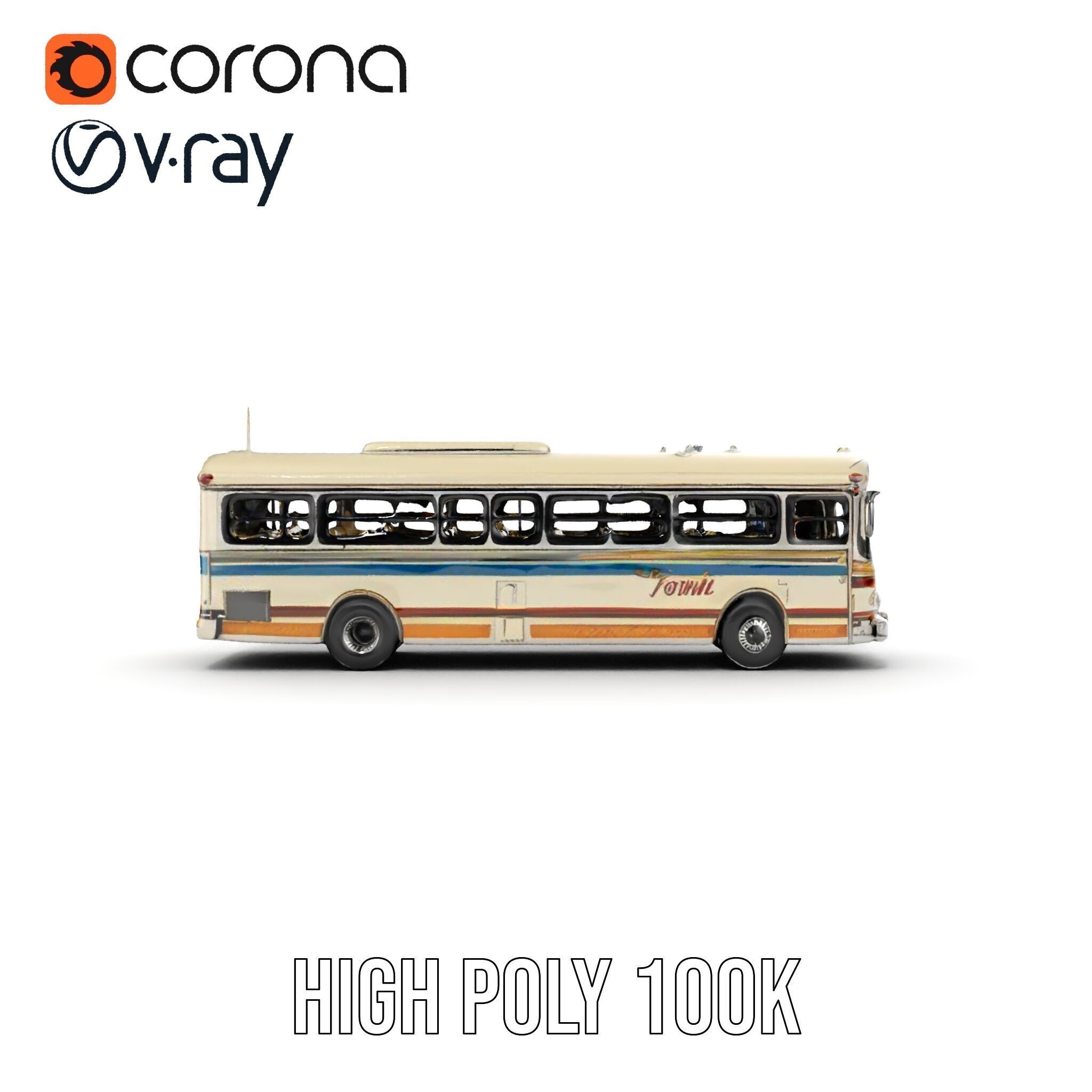 Vintage Bus D Model Pack Low-poly 3D model_21