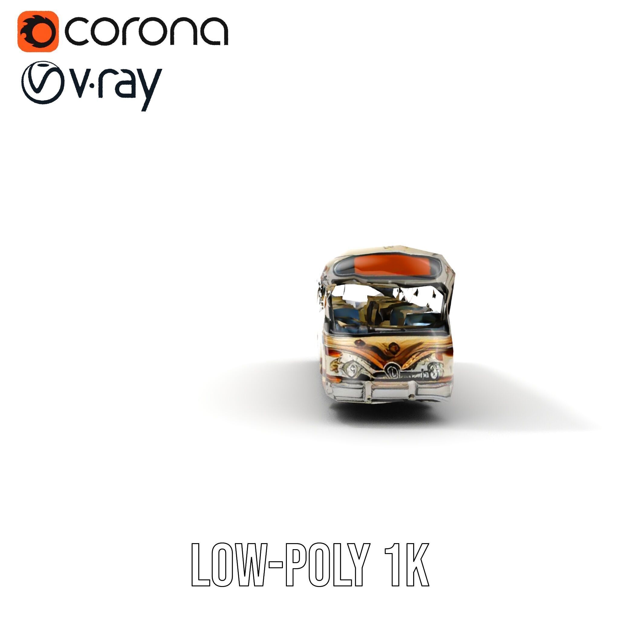 Vintage Bus D Model Pack Low-poly 3D model_18