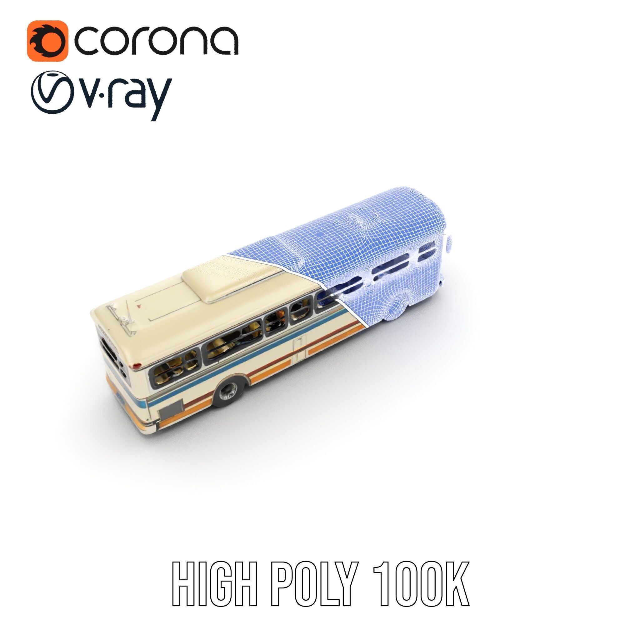 Vintage Bus D Model Pack Low-poly 3D model_33