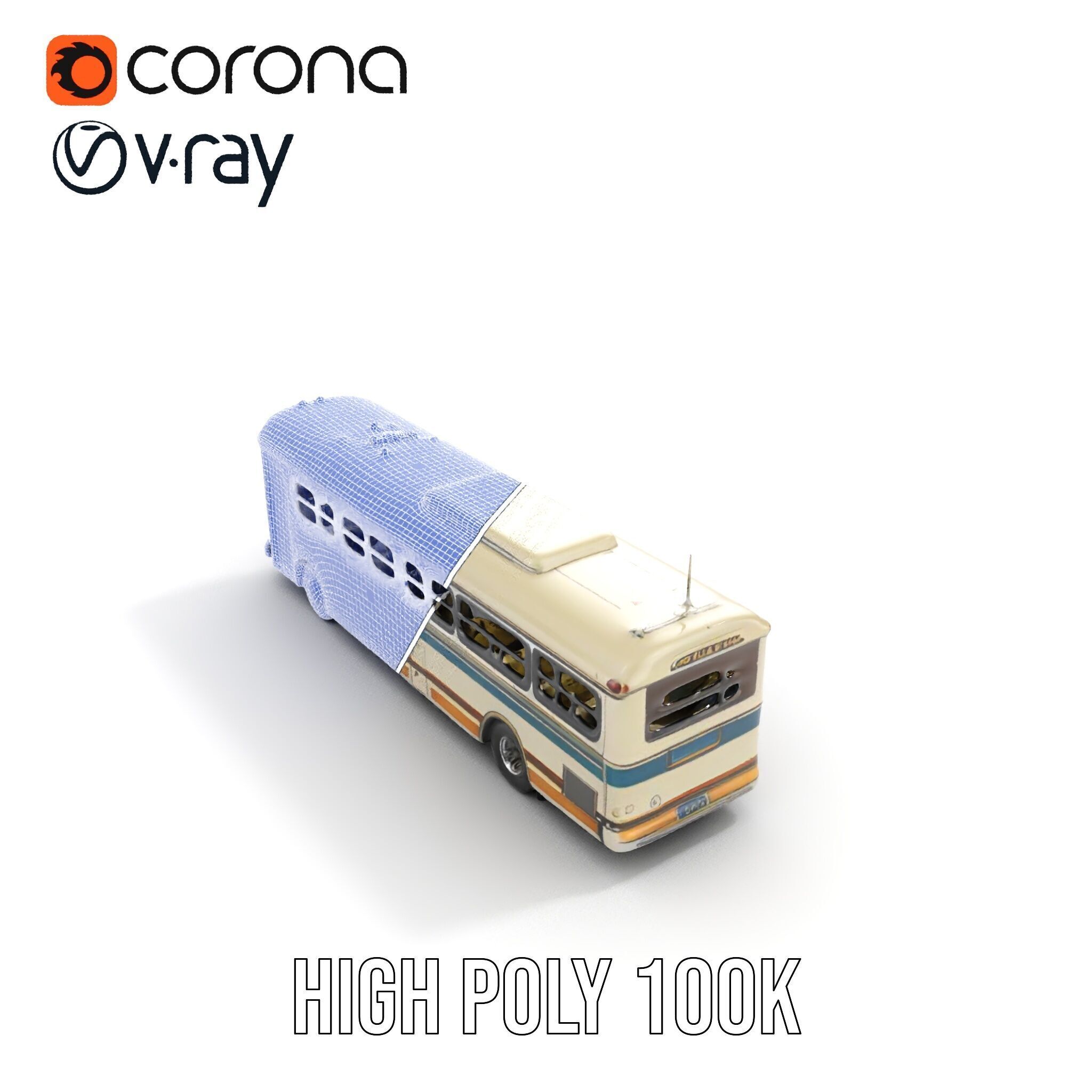 Vintage Bus D Model Pack Low-poly 3D model_24