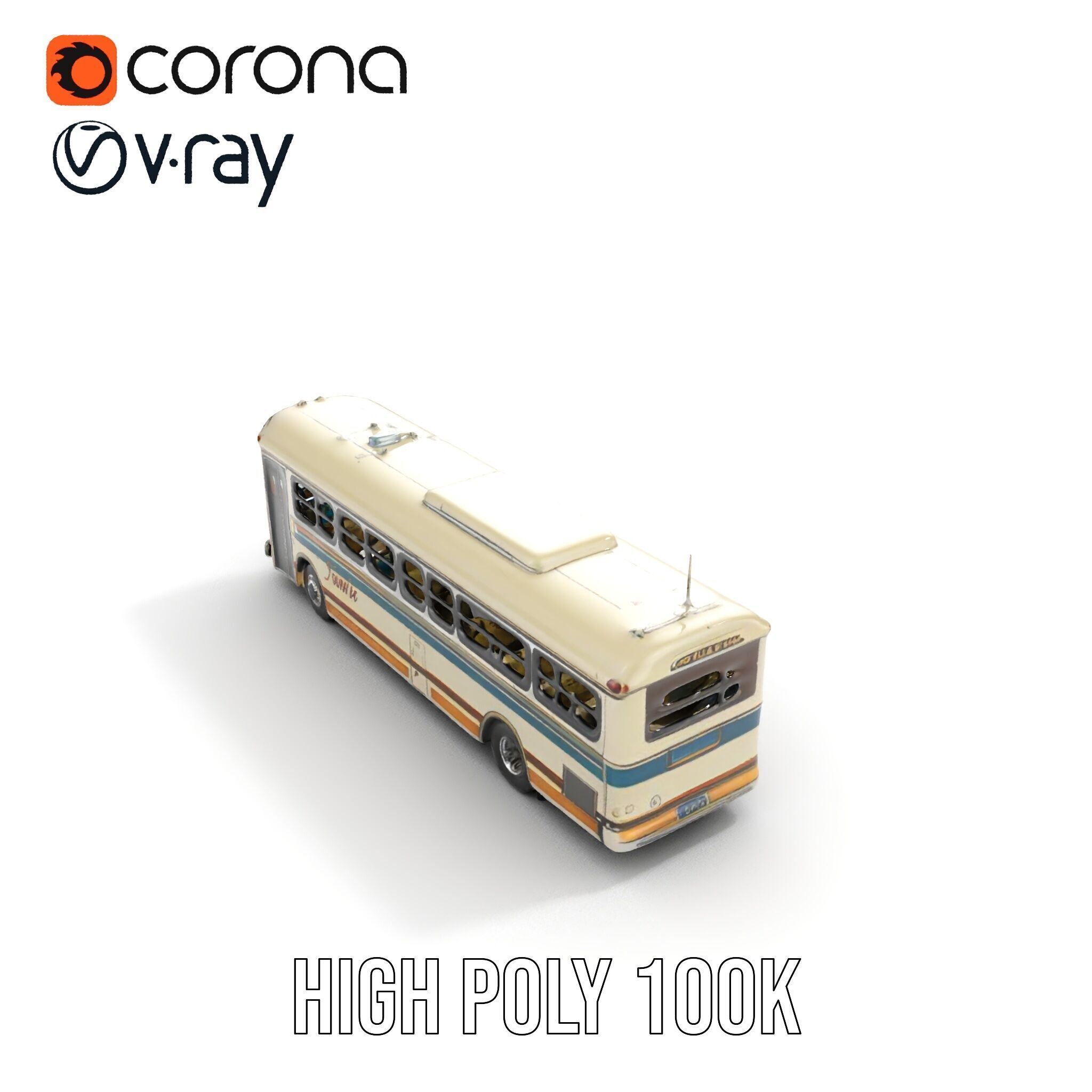 Vintage Bus D Model Pack Low-poly 3D model_30