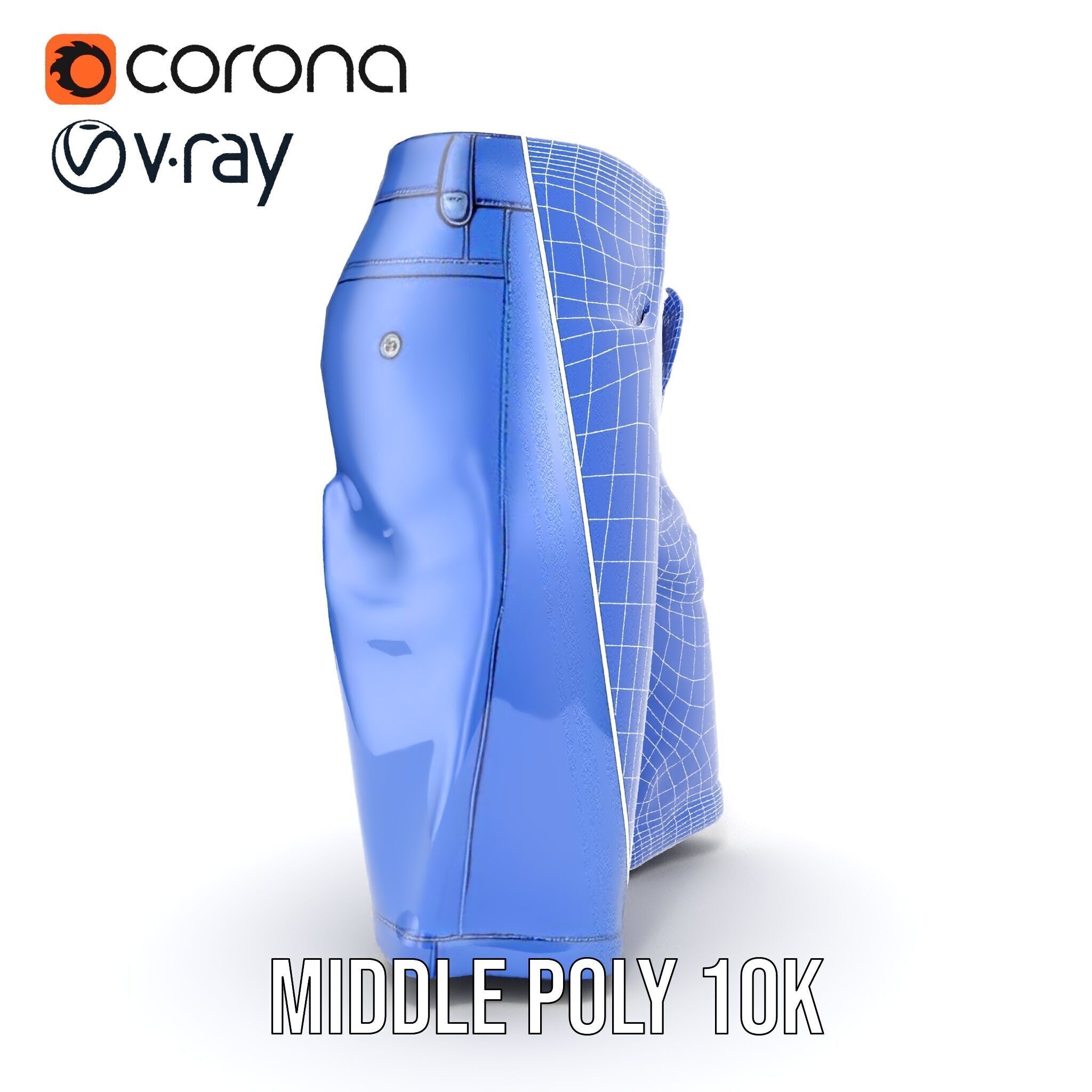 Denim Shorts D model pack Low-poly 3D model_31