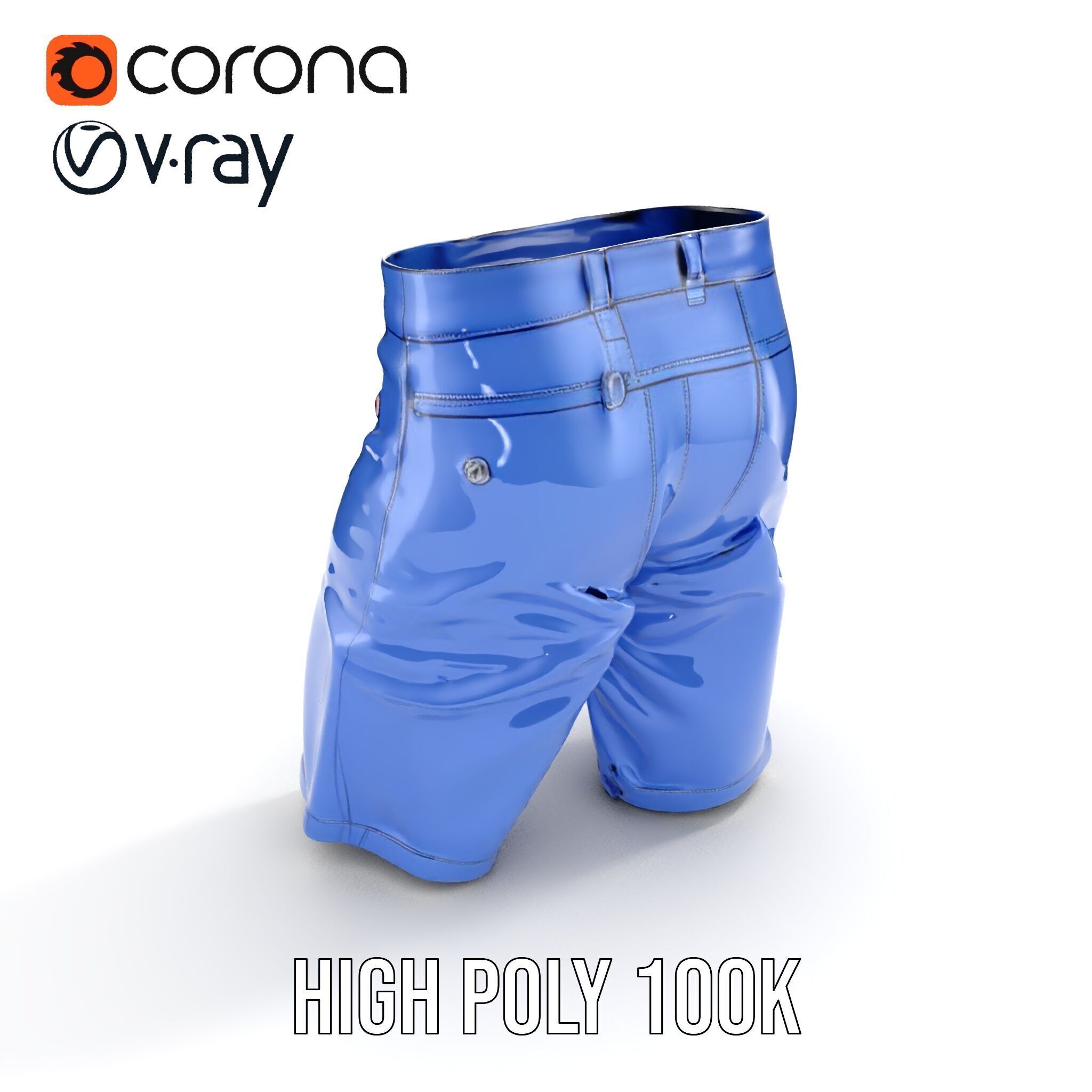 Denim Shorts D model pack Low-poly 3D model_21