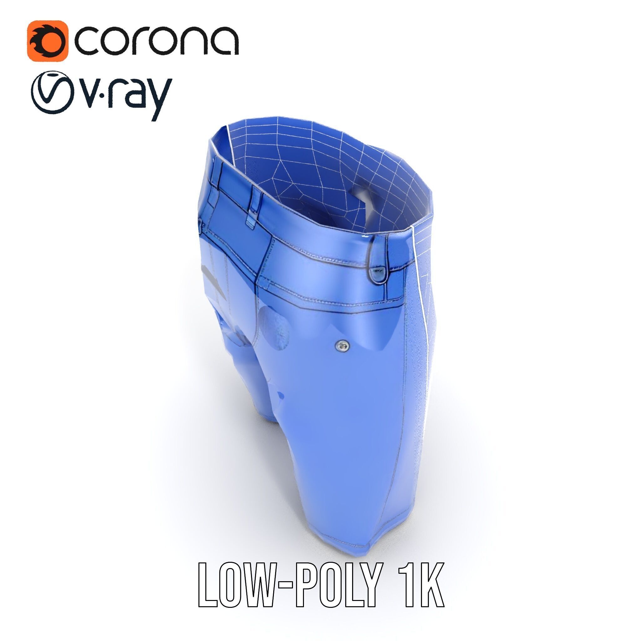 Denim Shorts D model pack Low-poly 3D model_16