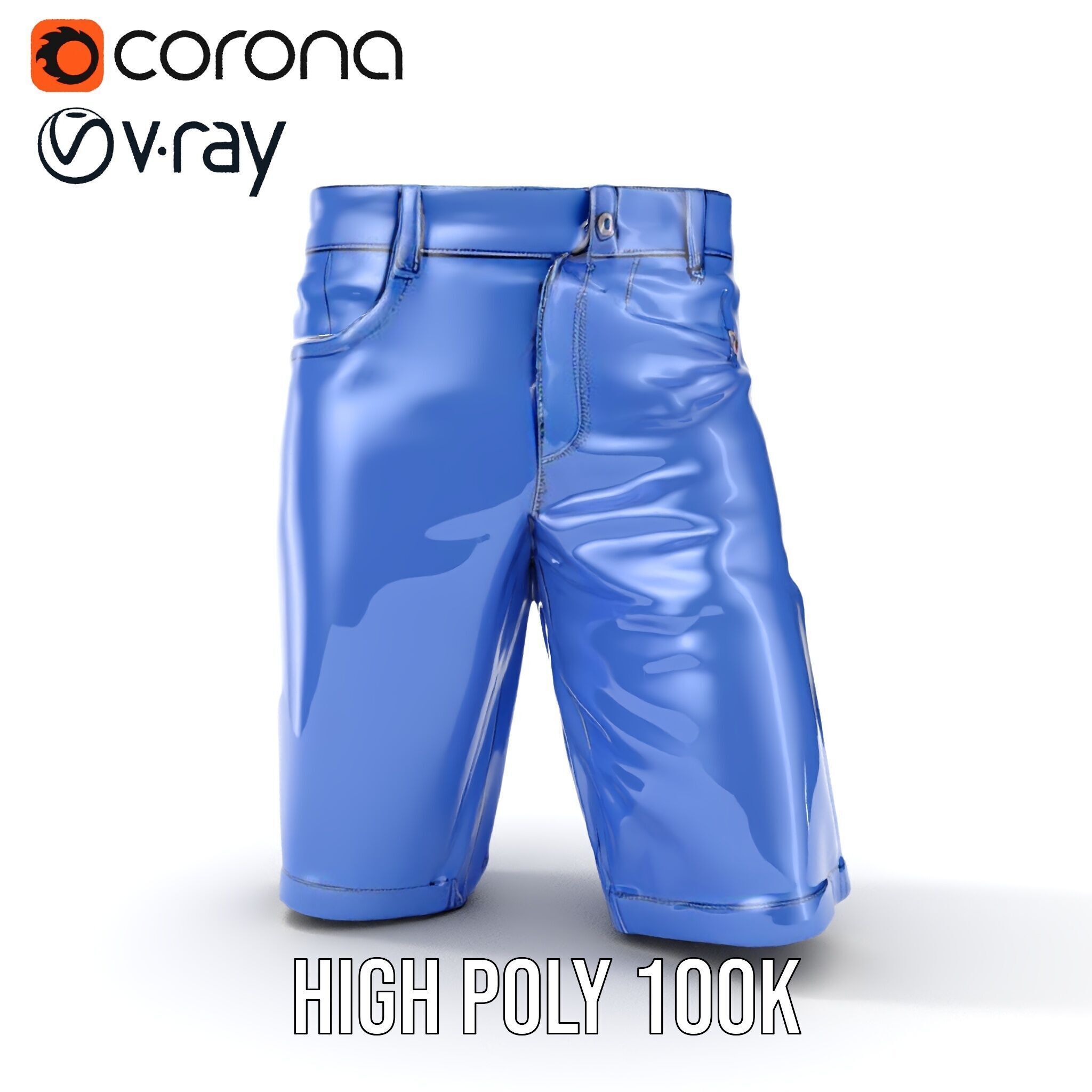 Denim Shorts D model pack Low-poly 3D model_30