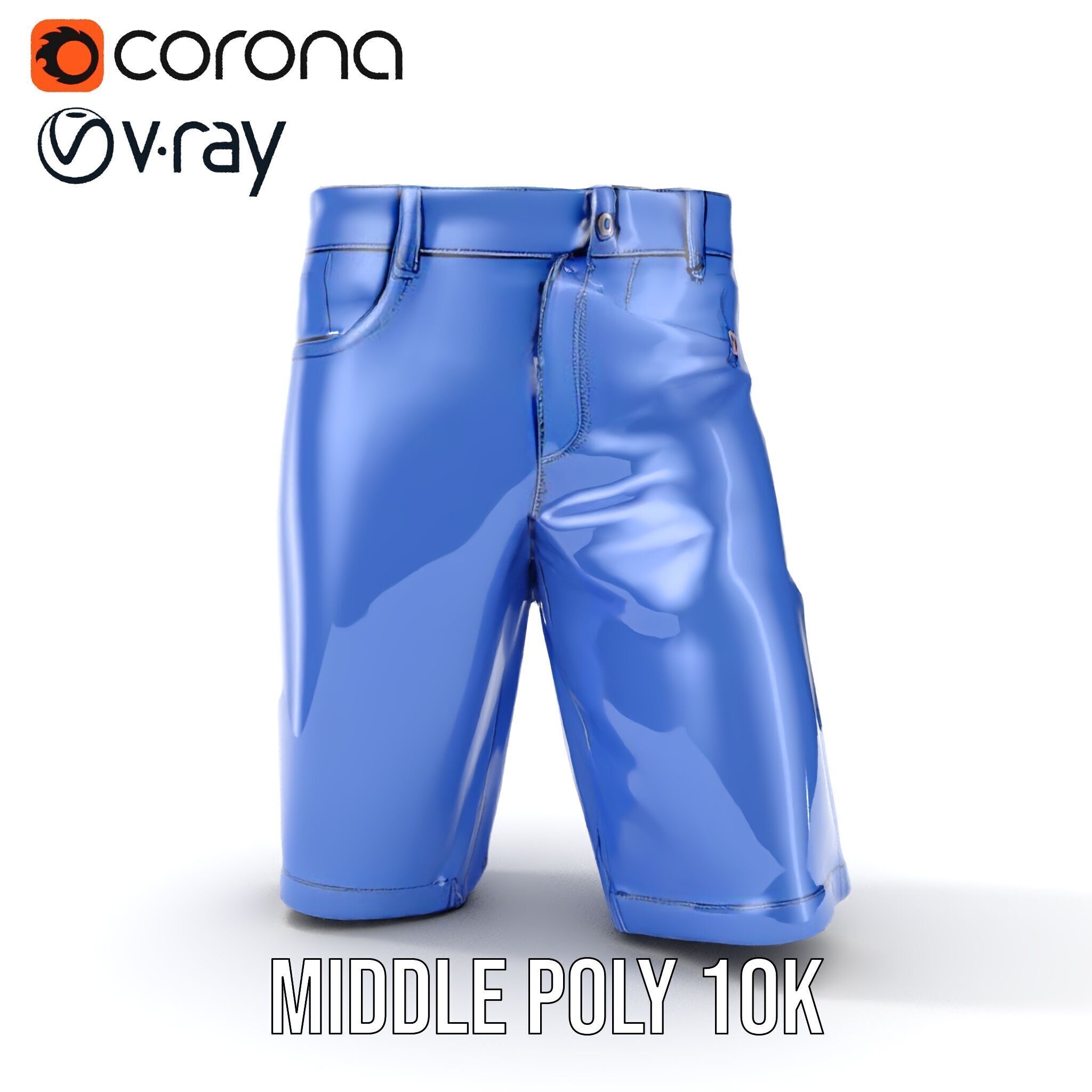 Denim Shorts D model pack Low-poly 3D model_25