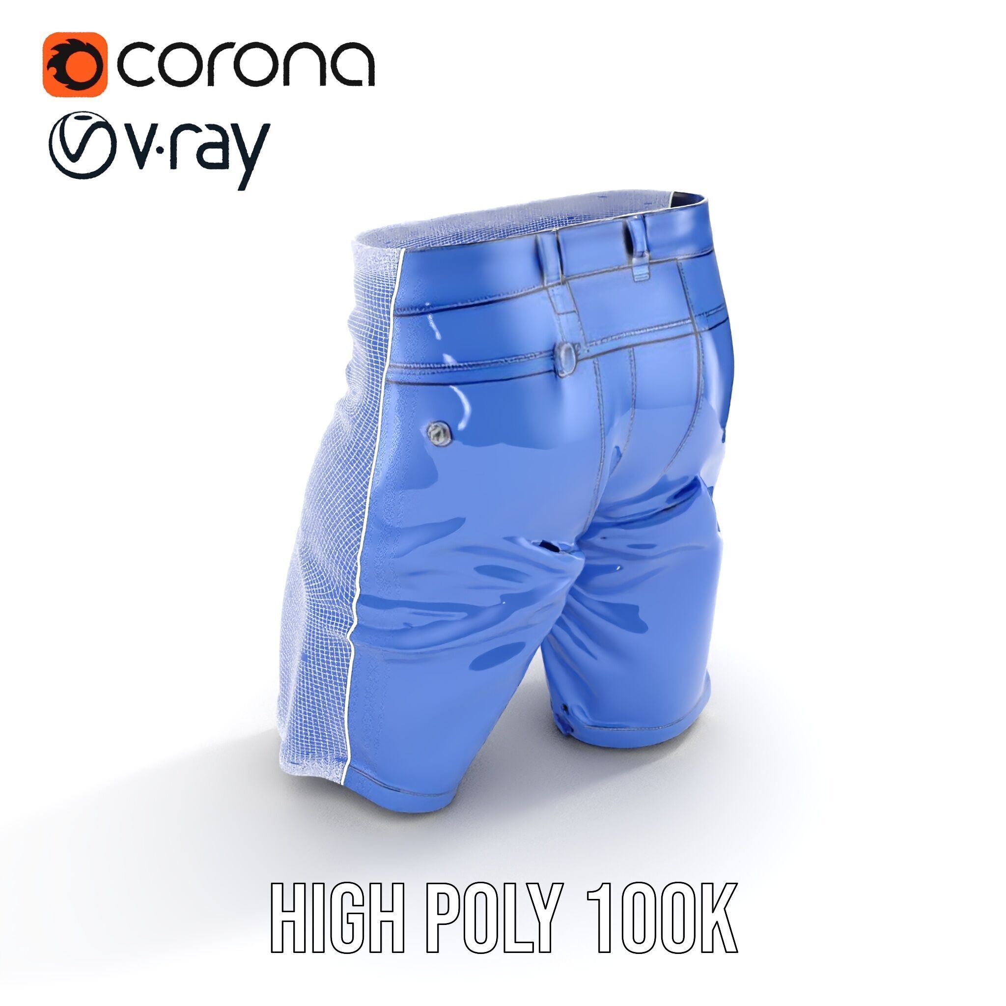 Denim Shorts D model pack Low-poly 3D model_33