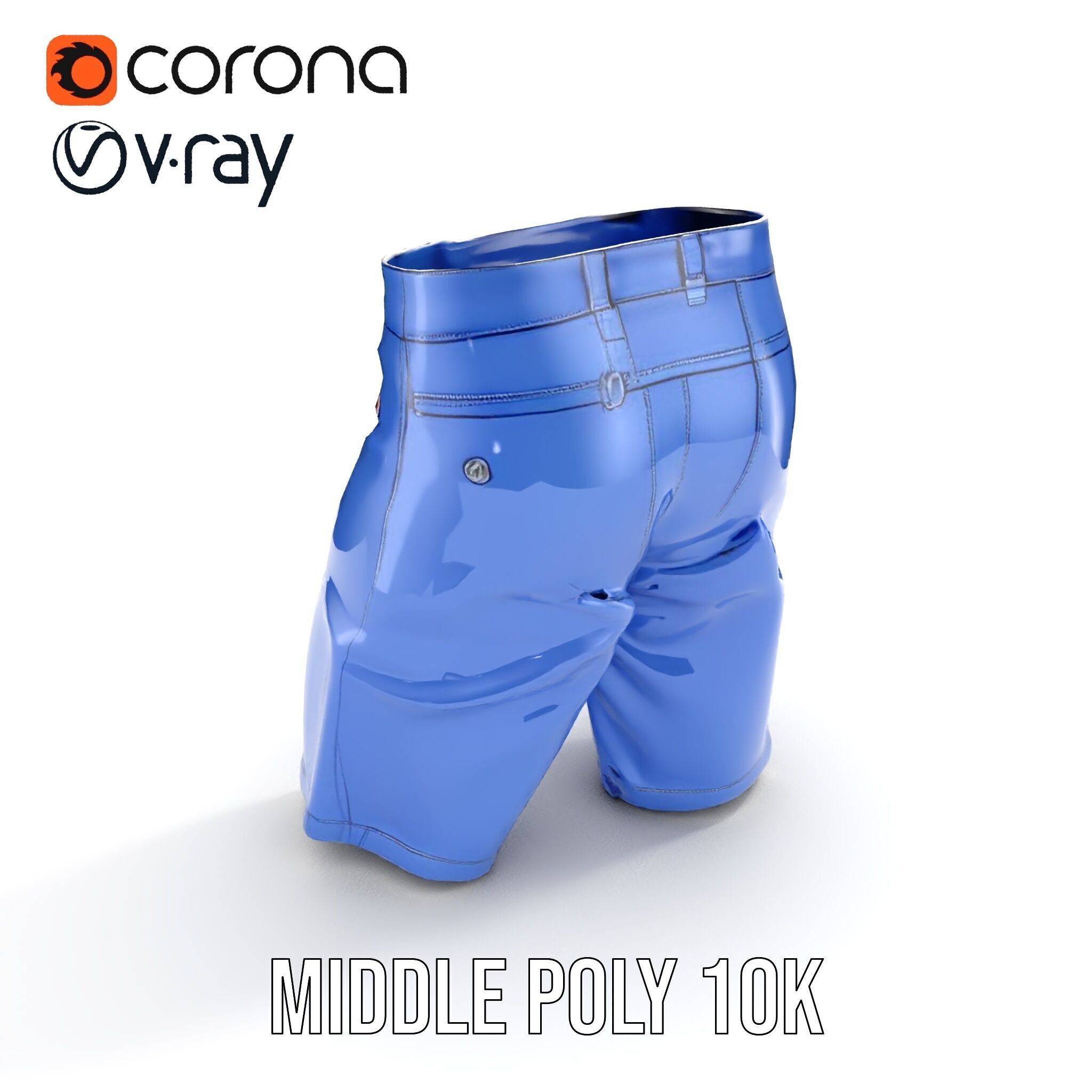 Denim Shorts D model pack Low-poly 3D model_6