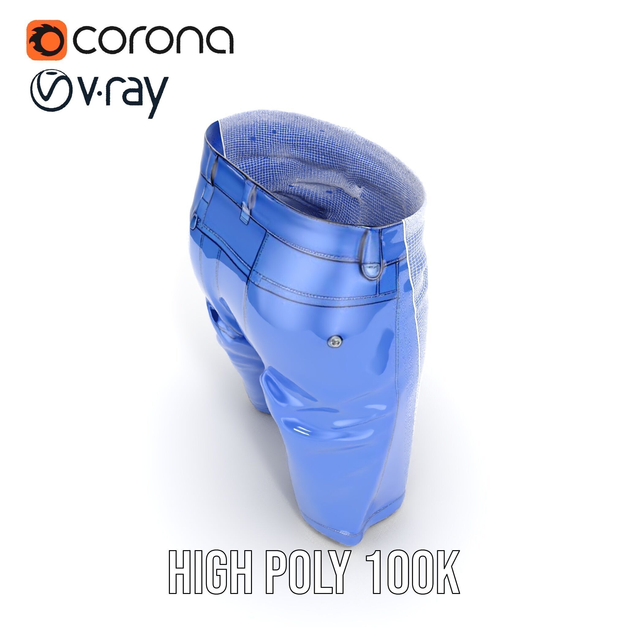 Denim Shorts D model pack Low-poly 3D model_37