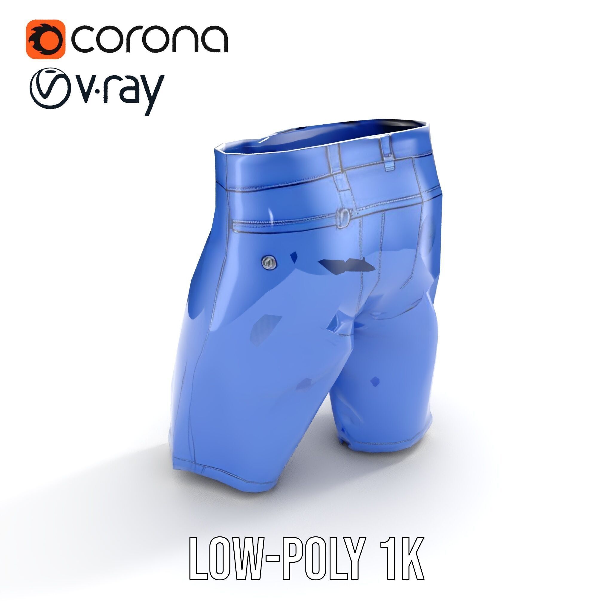 Denim Shorts D model pack Low-poly 3D model_10