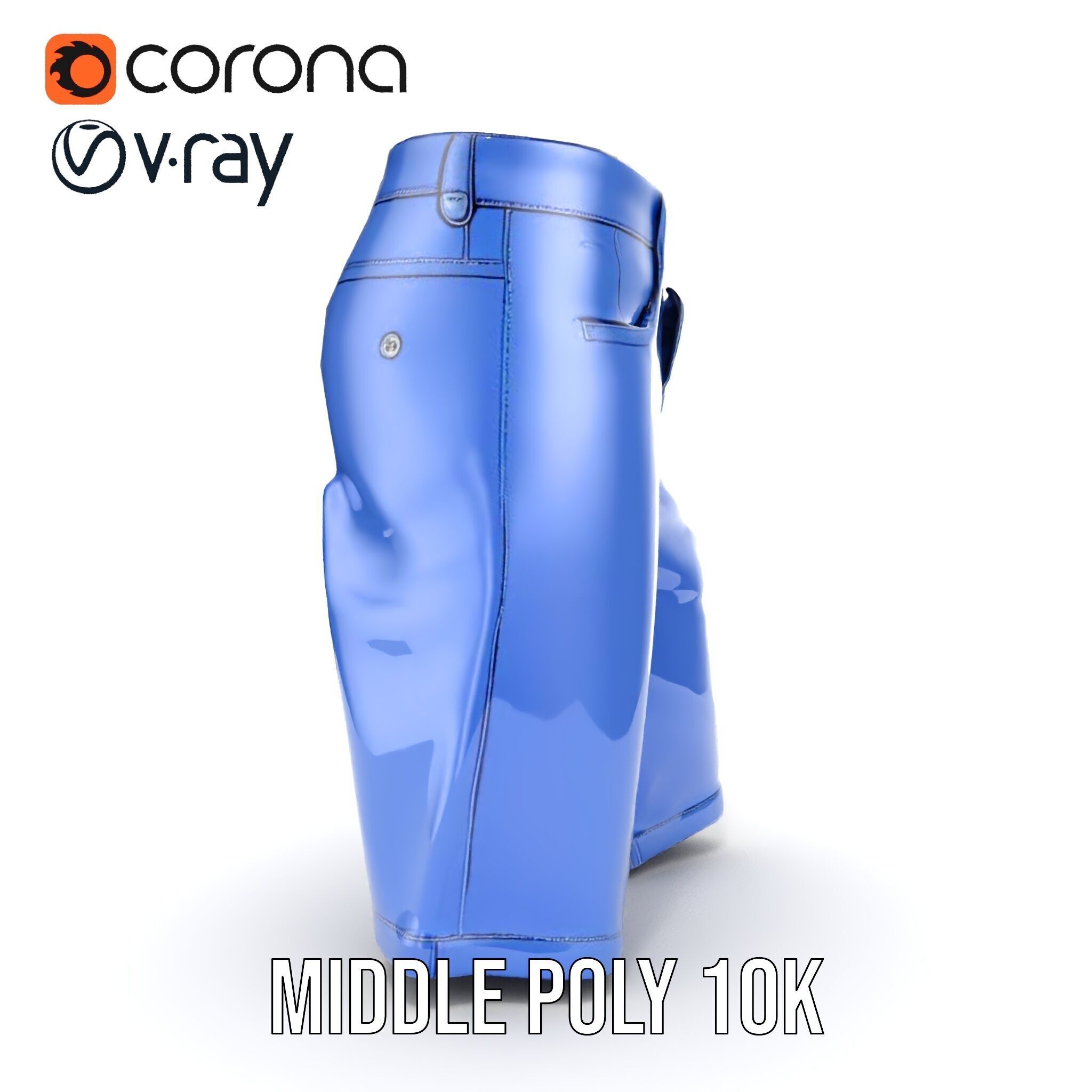 Denim Shorts D model pack Low-poly 3D model_15