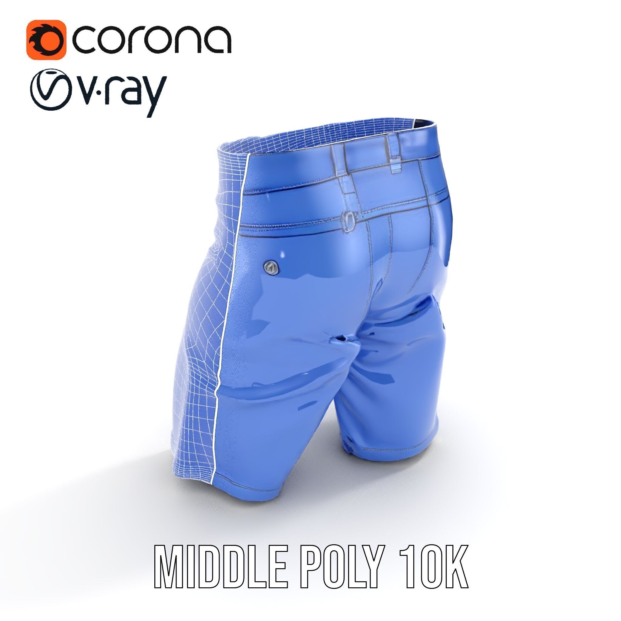 Denim Shorts D model pack Low-poly 3D model_9