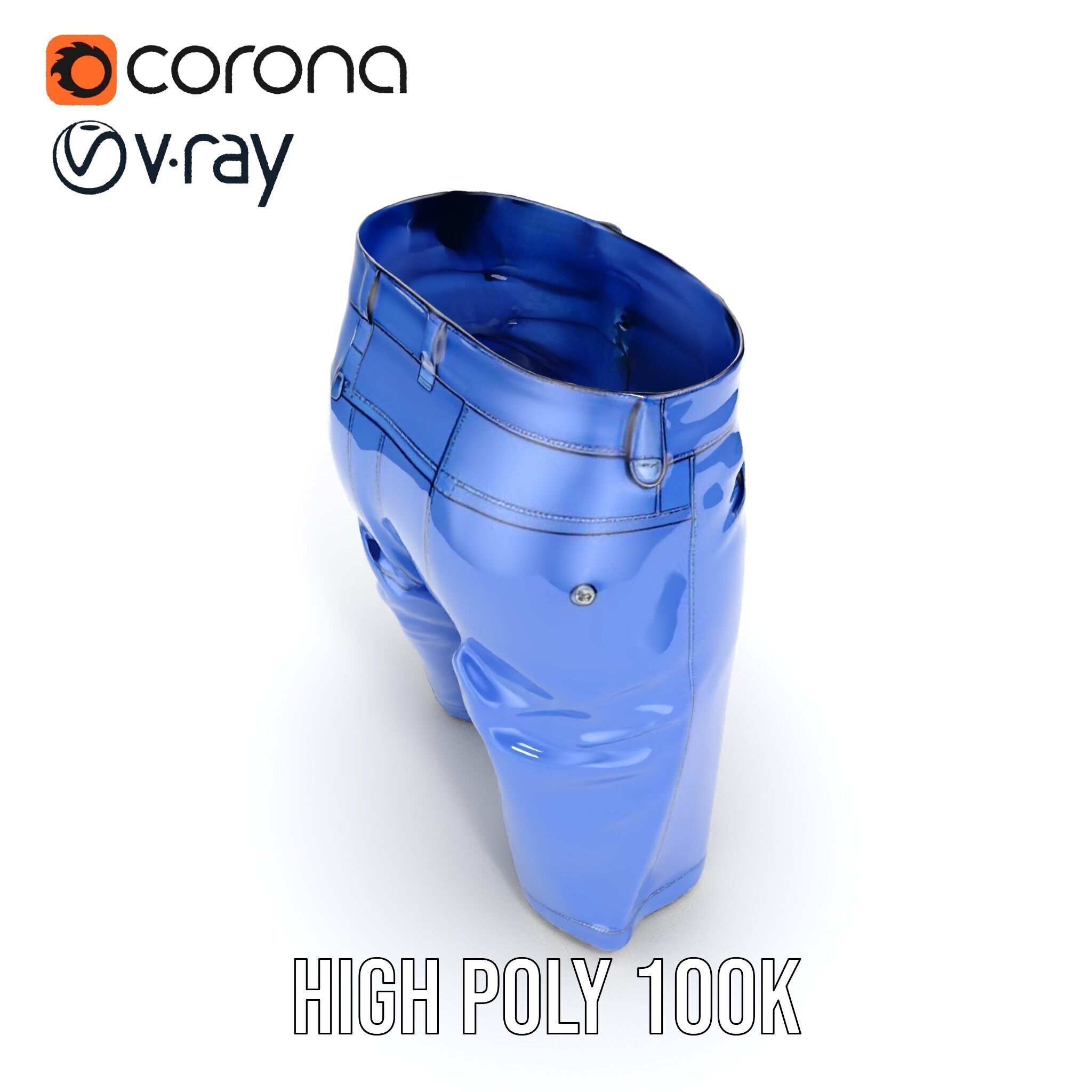 Denim Shorts D model pack Low-poly 3D model_24