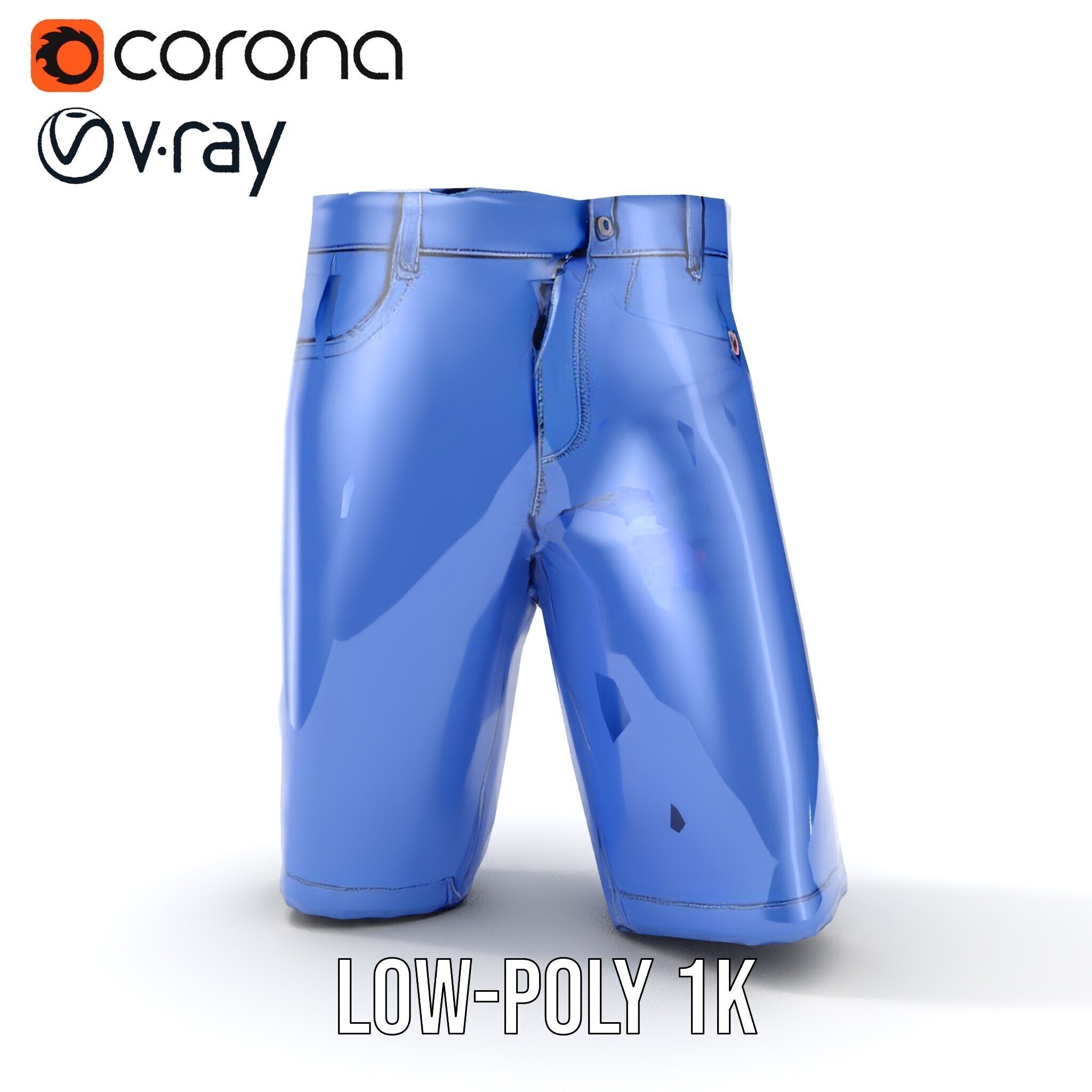 Denim Shorts D model pack Low-poly 3D model_13