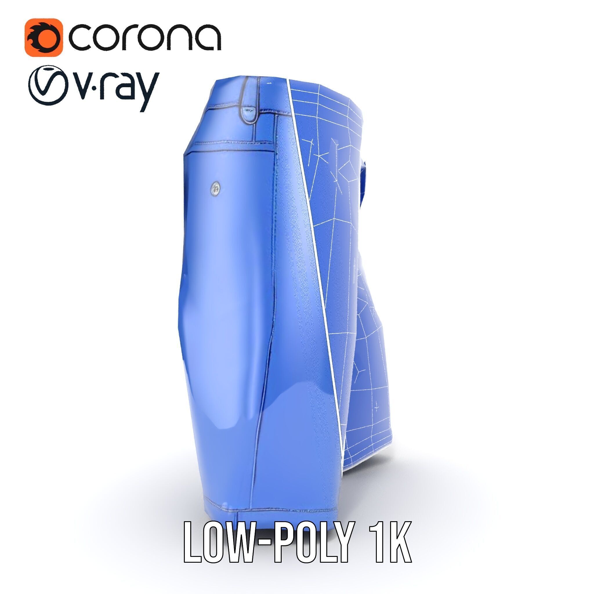 Denim Shorts D model pack Low-poly 3D model_26