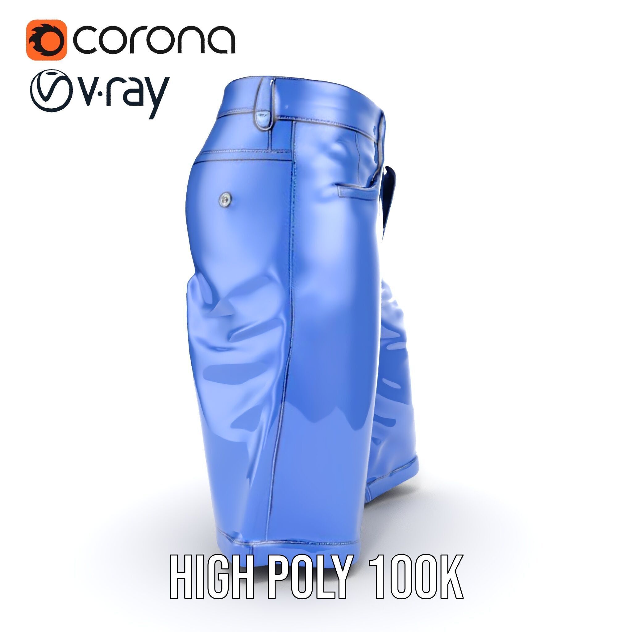 Denim Shorts D model pack Low-poly 3D model_27