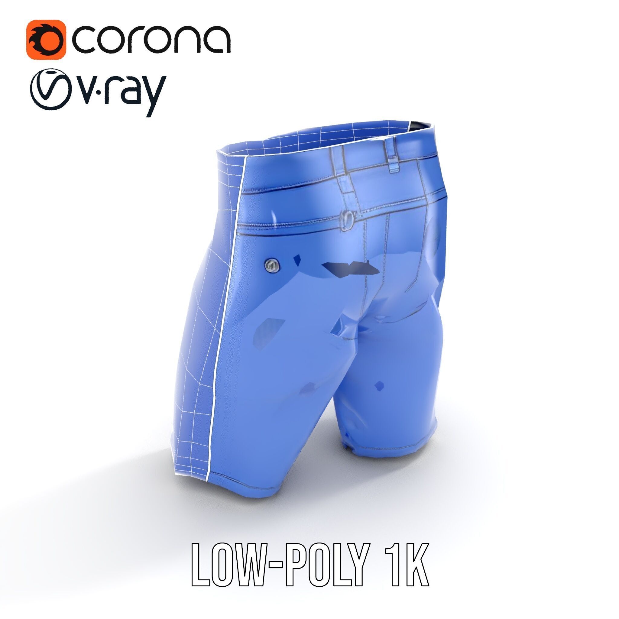 Denim Shorts D model pack Low-poly 3D model_20