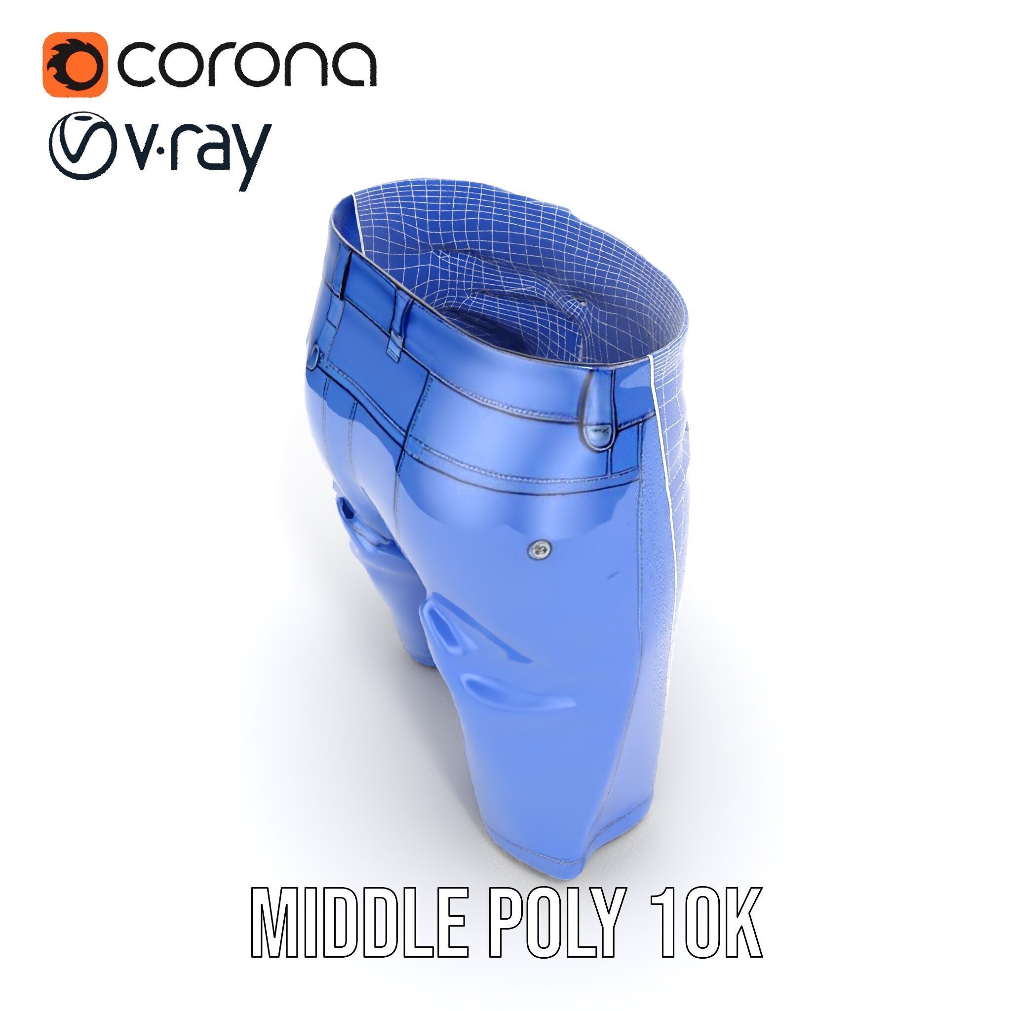 Denim Shorts D model pack Low-poly 3D model_19