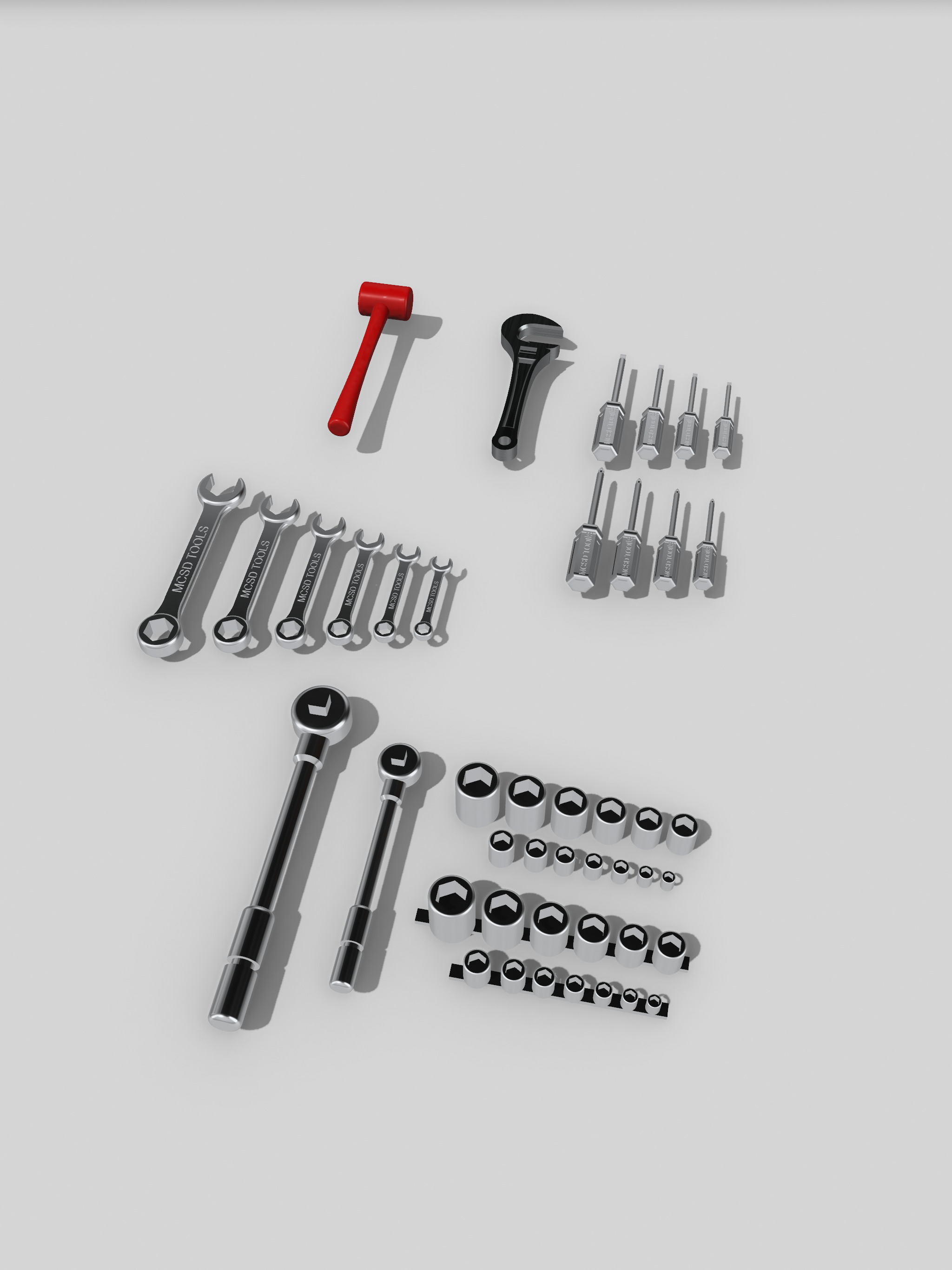 Hand tools set 33 pieces 3D print model_1