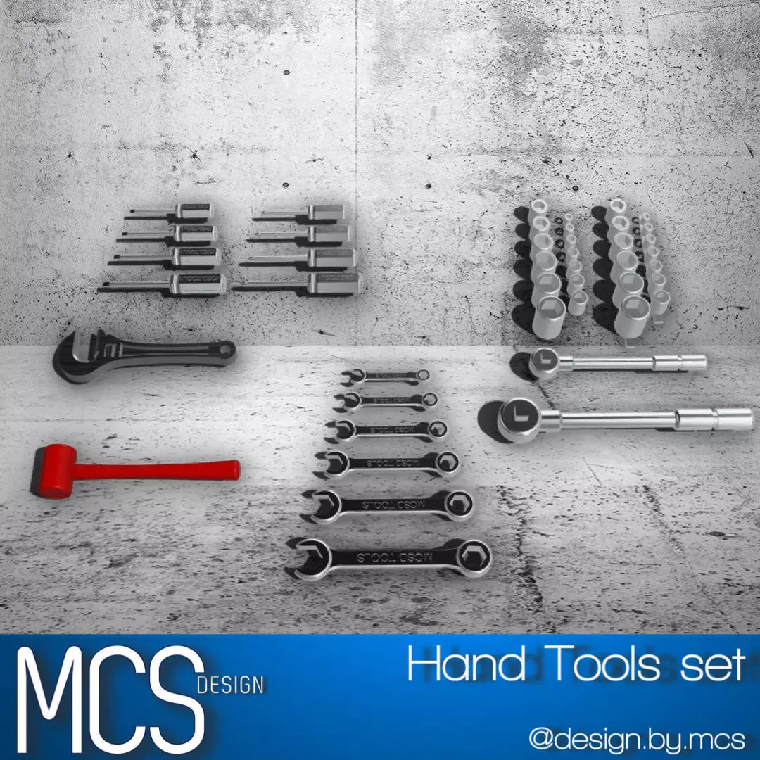 Hand tools set 33 pieces 3D print model_0