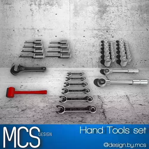 Hand tools set 33 pieces 3D print model