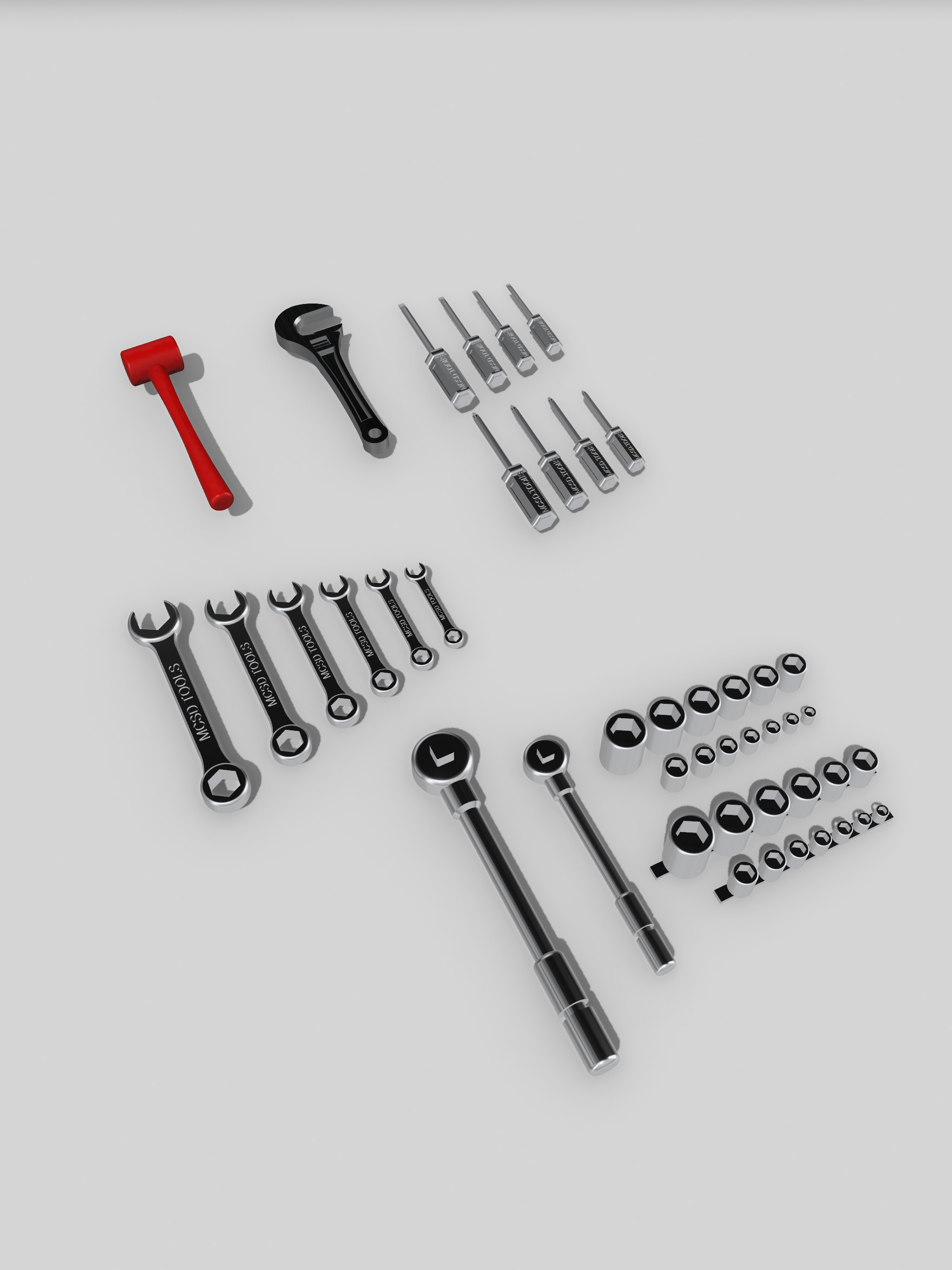 Hand tools set 33 pieces 3D print model_2