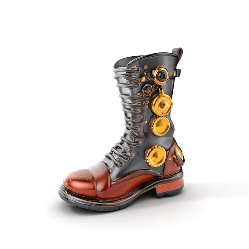 Steampunk Boot with Gears Model Pack Low-poly 3D model
