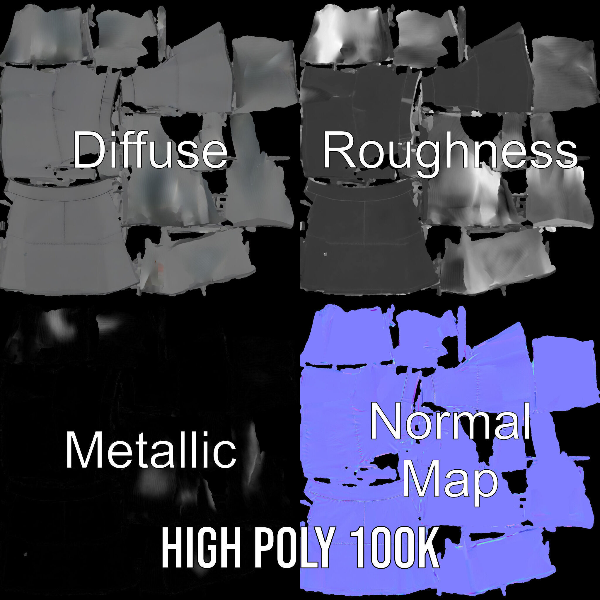 HighQuality Black Skirt D Model Pack Low-poly 3D model_3