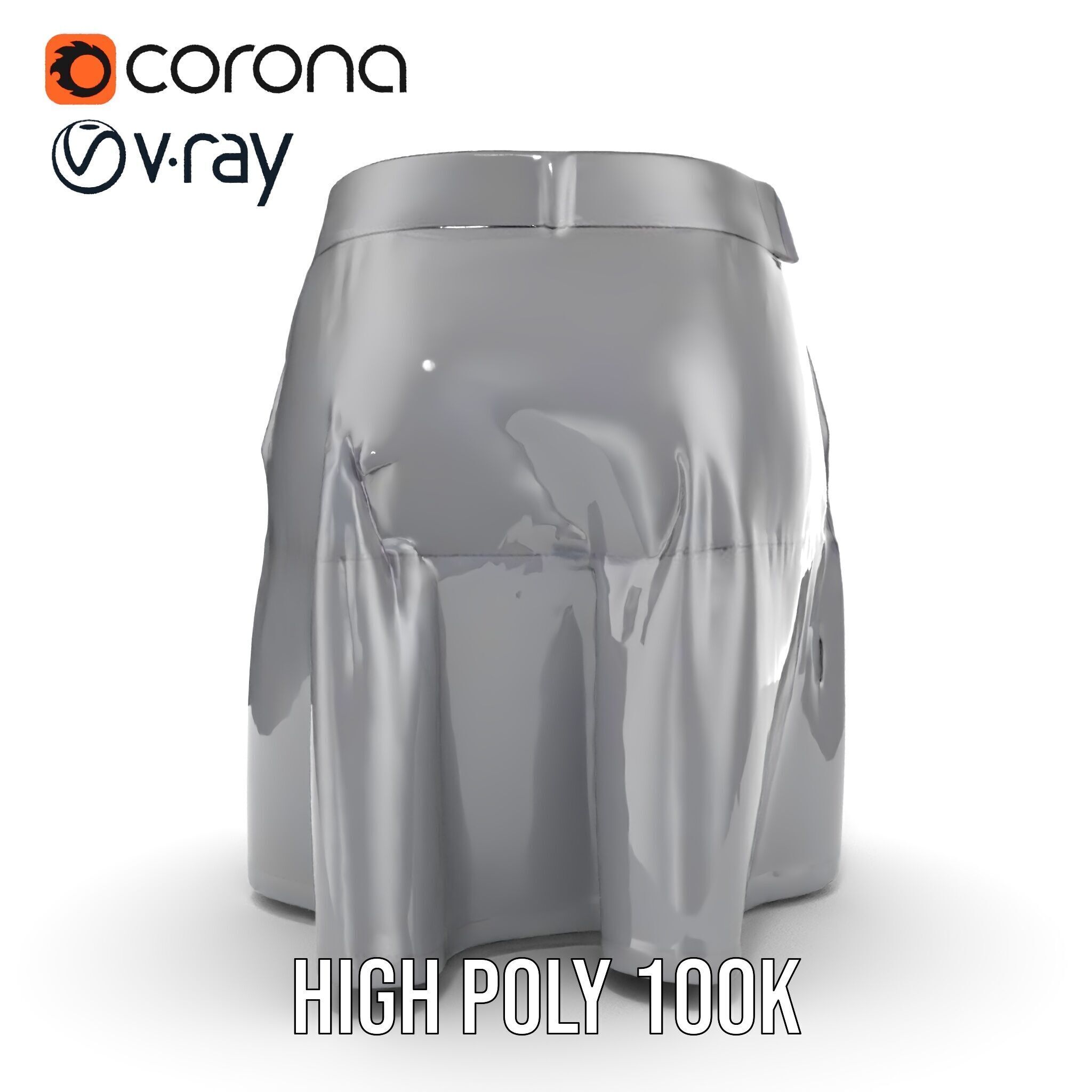 HighQuality Black Skirt D Model Pack Low-poly 3D model_10