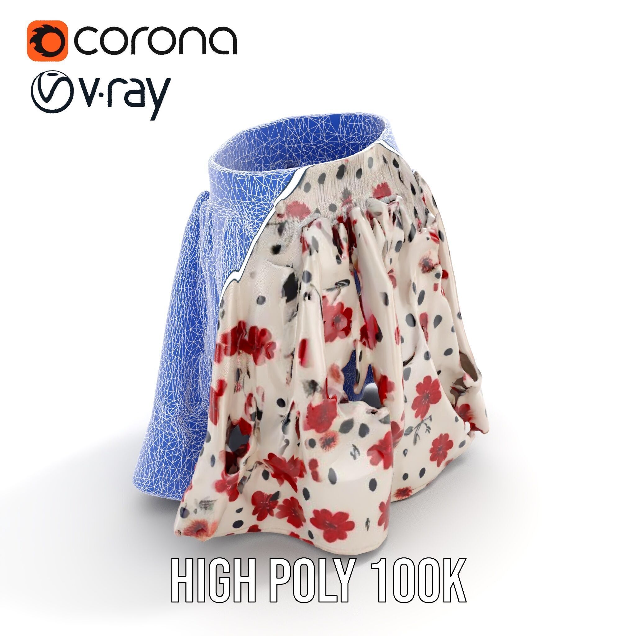 Floral Skirt Model Pack for D Artists and Designers Low-poly 3D model_16