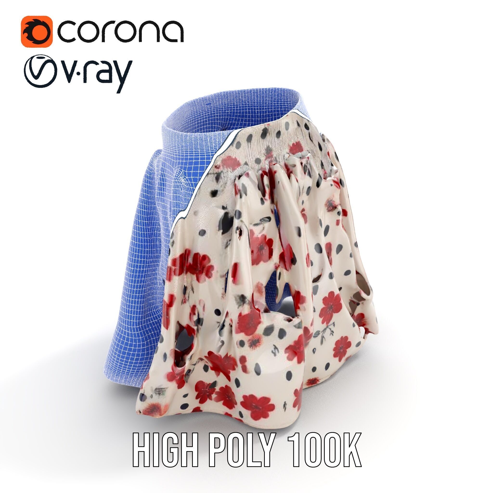 Floral Skirt Model Pack for D Artists and Designers Low-poly 3D model_33