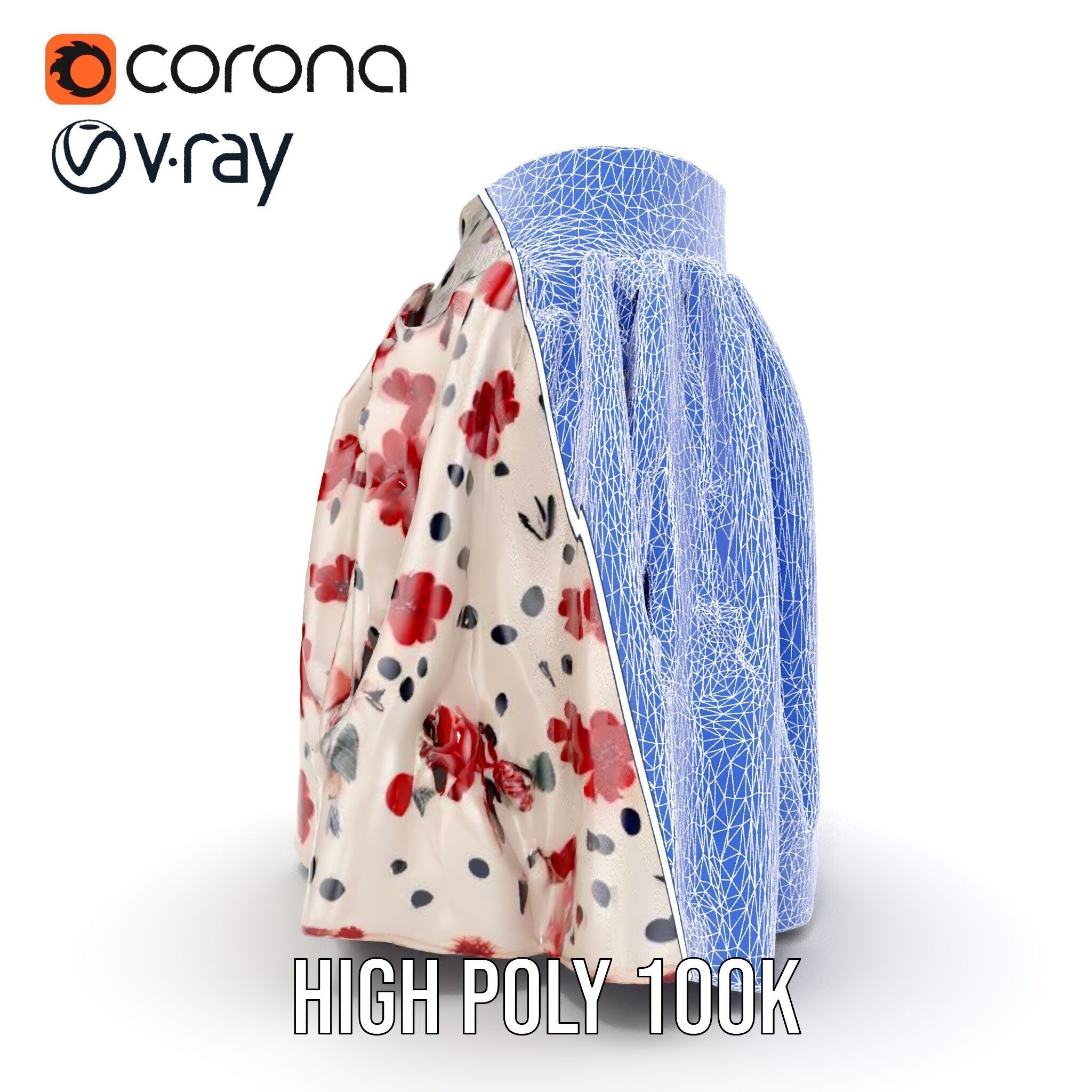 Floral Skirt Model Pack for D Artists and Designers Low-poly 3D model_32