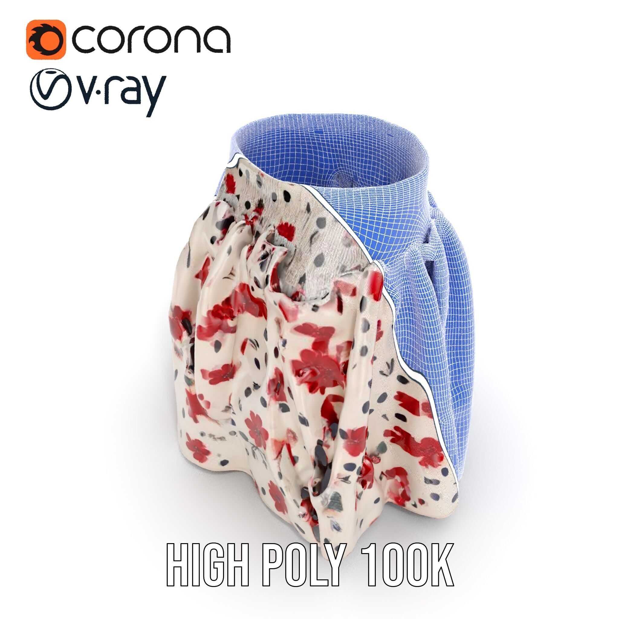 Floral Skirt Model Pack for D Artists and Designers Low-poly 3D model_38