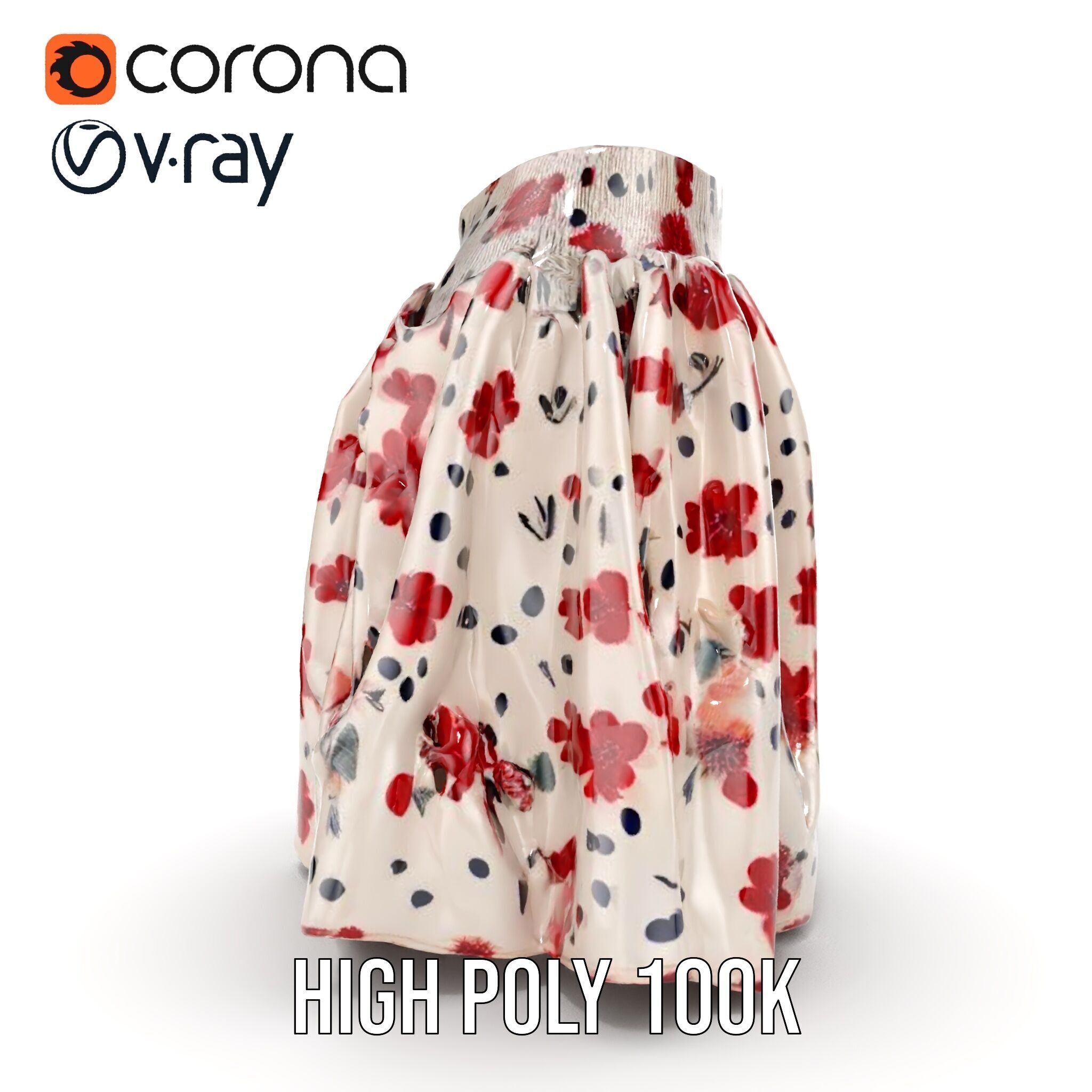 Floral Skirt Model Pack for D Artists and Designers Low-poly 3D model_10