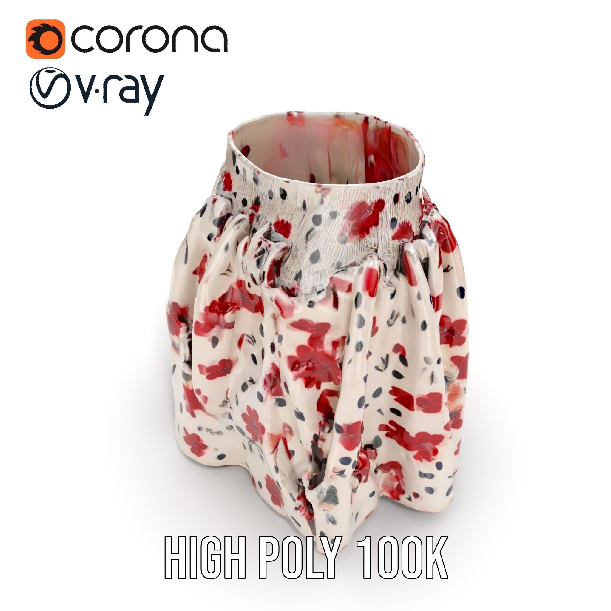 Floral Skirt Model Pack for D Artists and Designers Low-poly 3D model_7