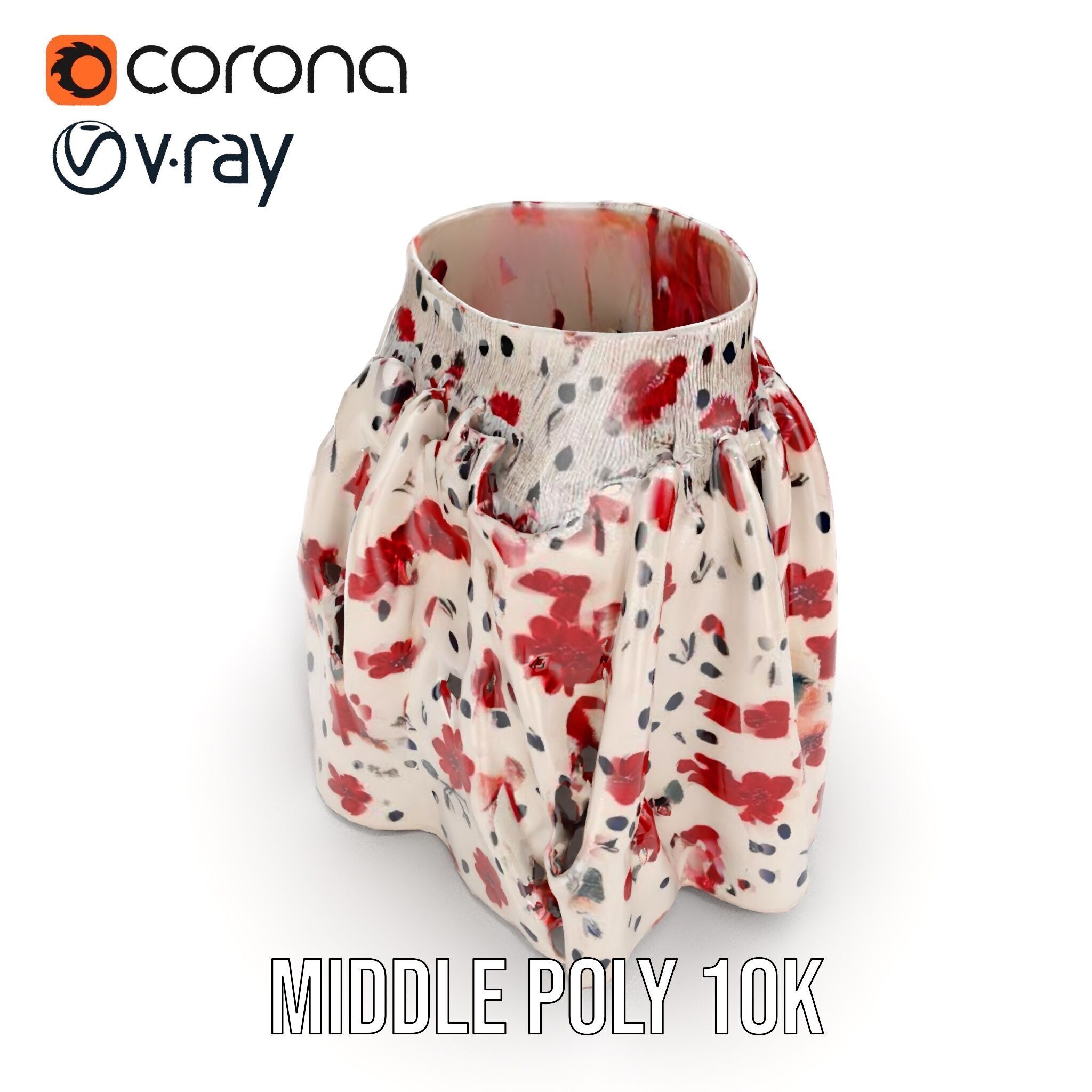 Floral Skirt Model Pack for D Artists and Designers Low-poly 3D model_6