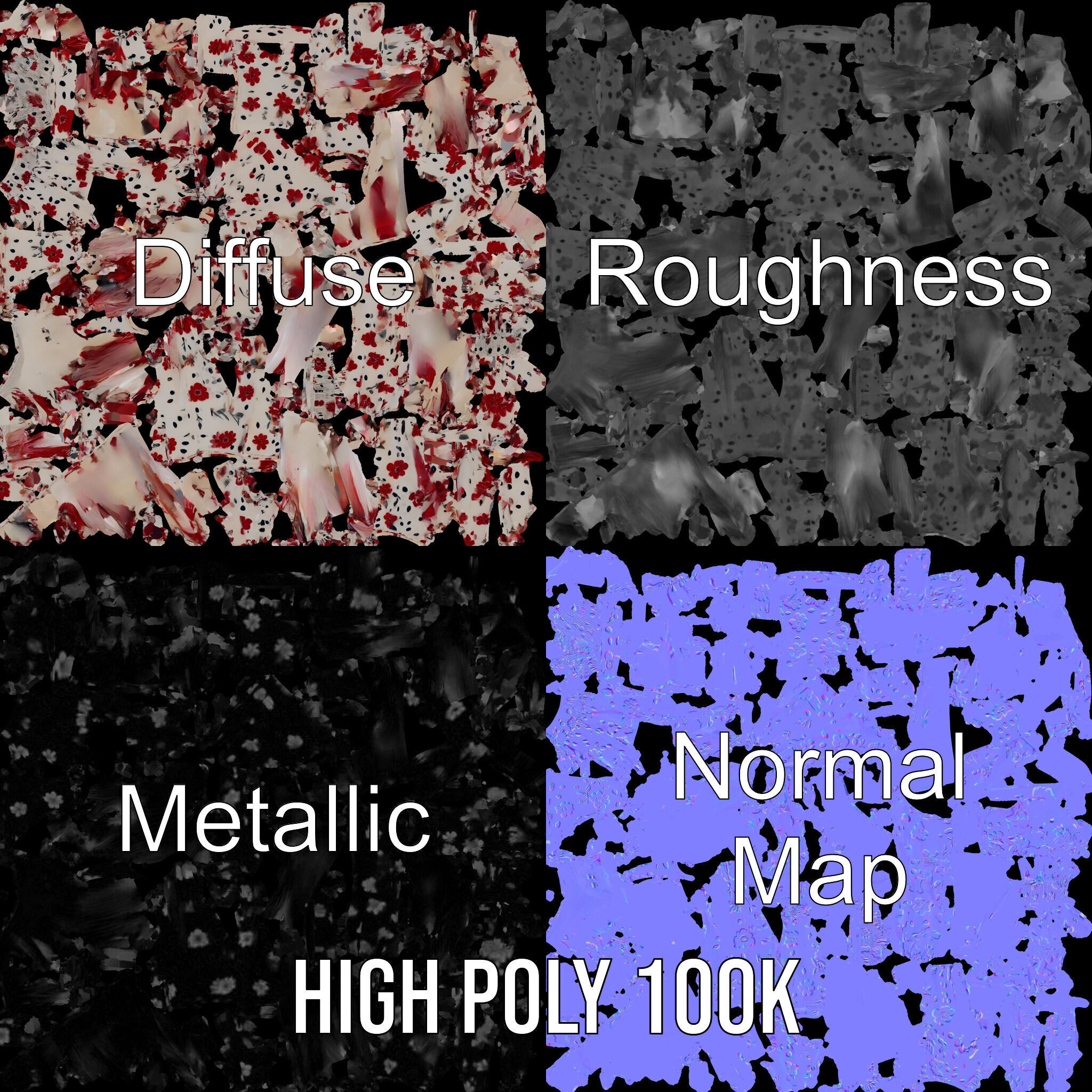 Floral Skirt Model Pack for D Artists and Designers Low-poly 3D model_3