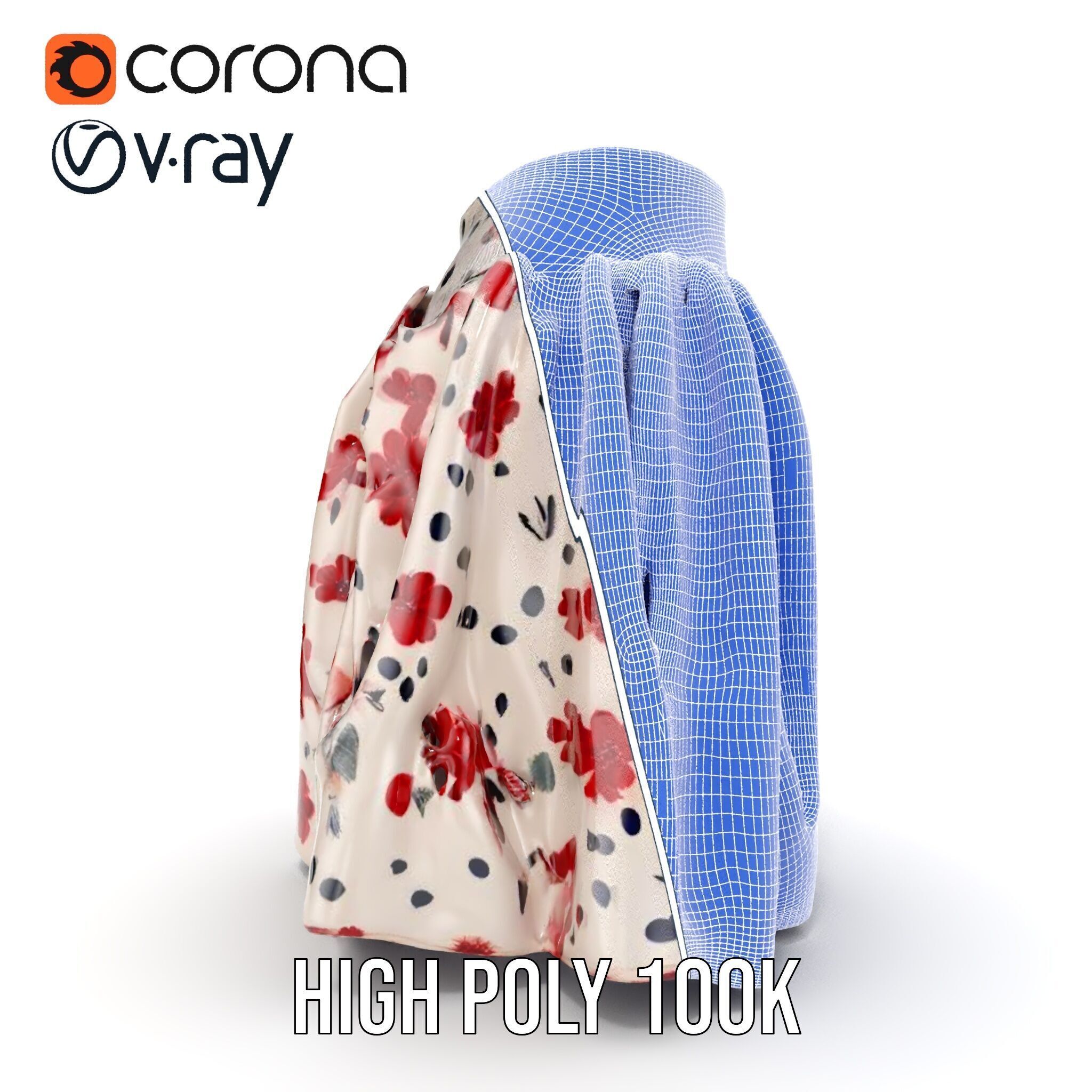 Floral Skirt Model Pack for D Artists and Designers Low-poly 3D model_37