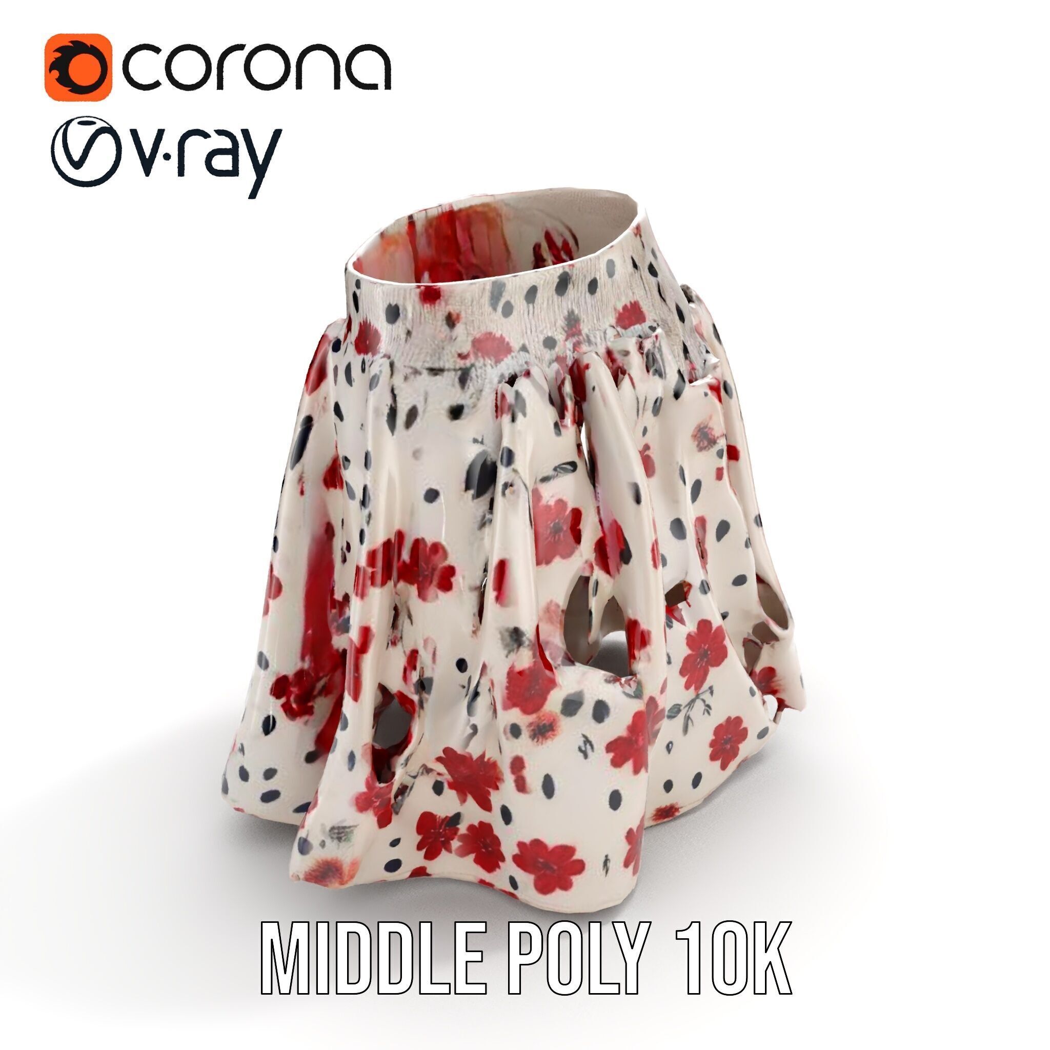 Floral Skirt Model Pack for D Artists and Designers Low-poly 3D model_12