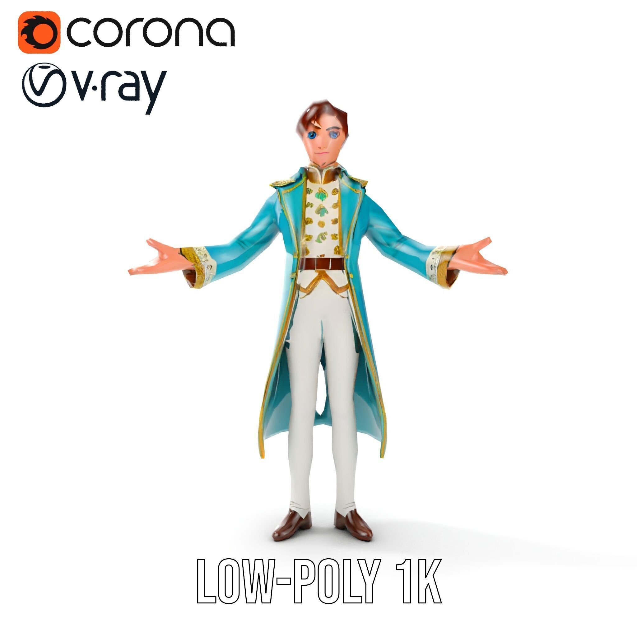 Elegant Prince Character  Rigged and Animated for Games and C... Low-poly 3D model_10
