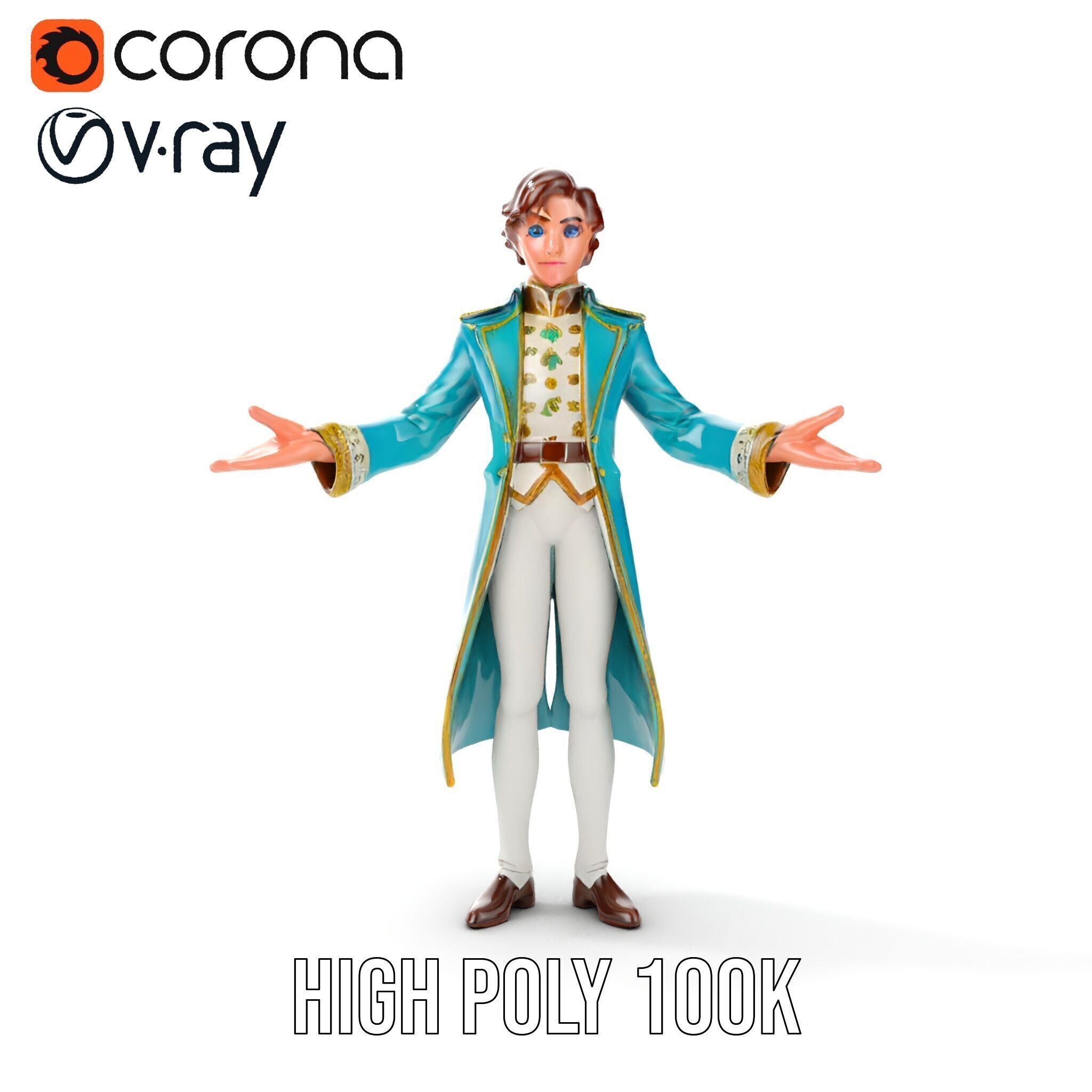 Elegant Prince Character  Rigged and Animated for Games and C... Low-poly 3D model_33