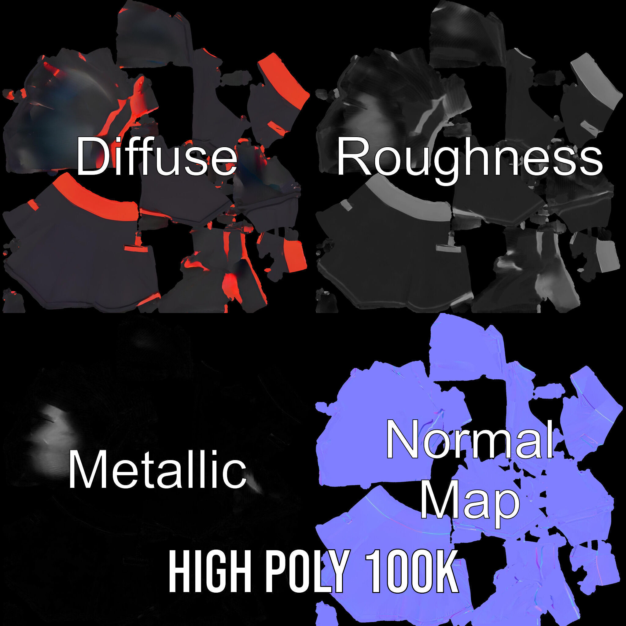 Sporty Skirt Model Pack with Dynamic Features Low-poly 3D model_3