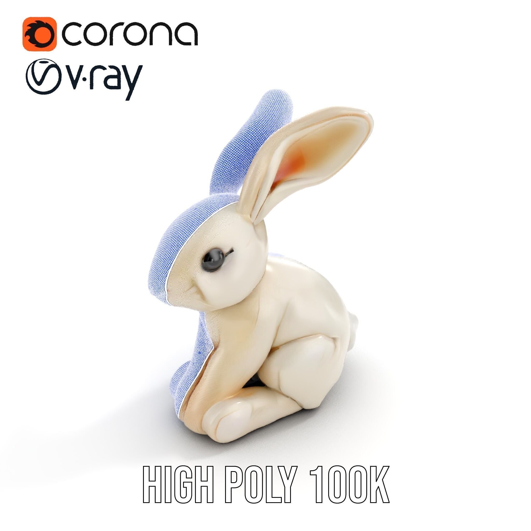 Soft White Bunny model pack Low-poly 3D model_35