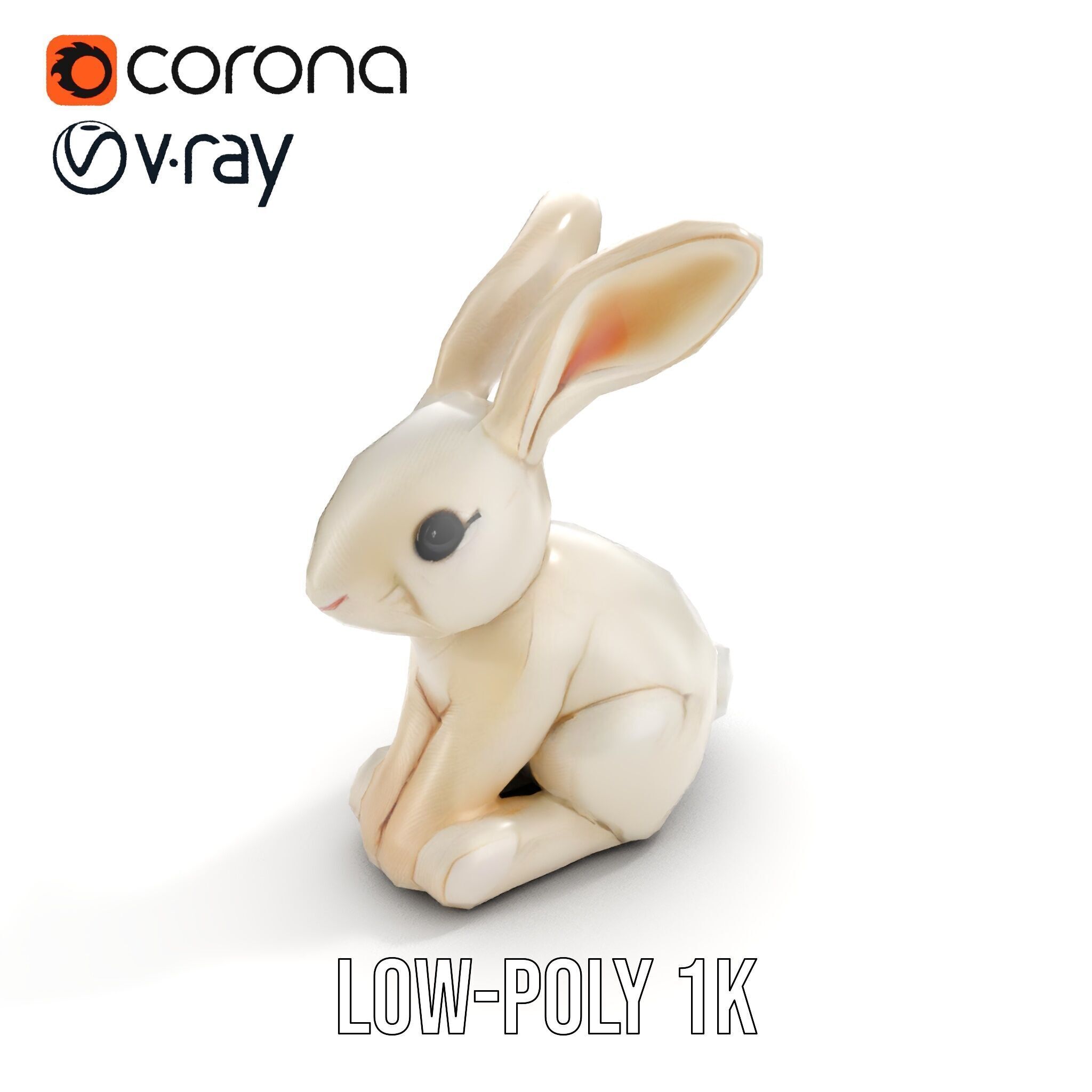Soft White Bunny model pack Low-poly 3D model_7