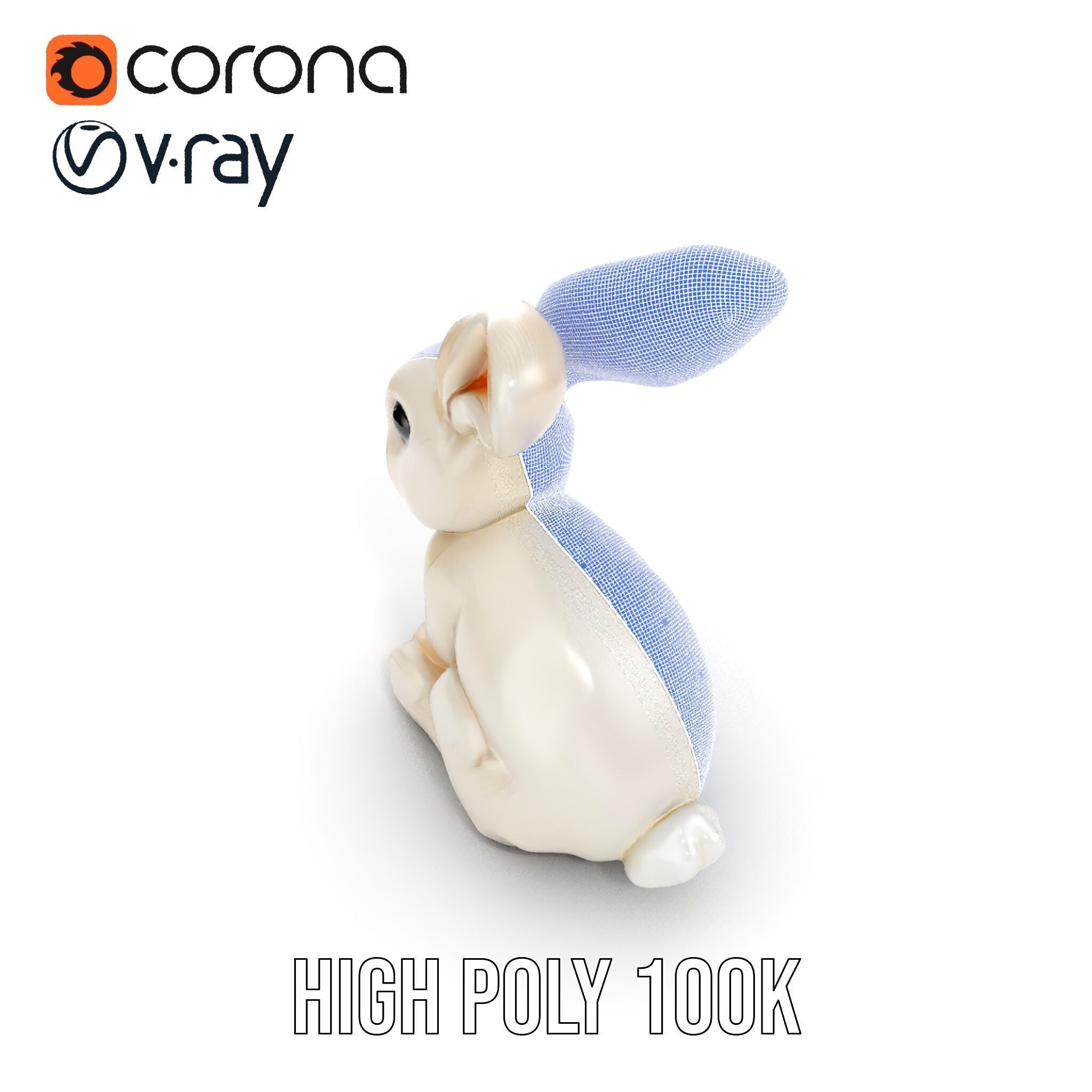 Soft White Bunny model pack Low-poly 3D model_37