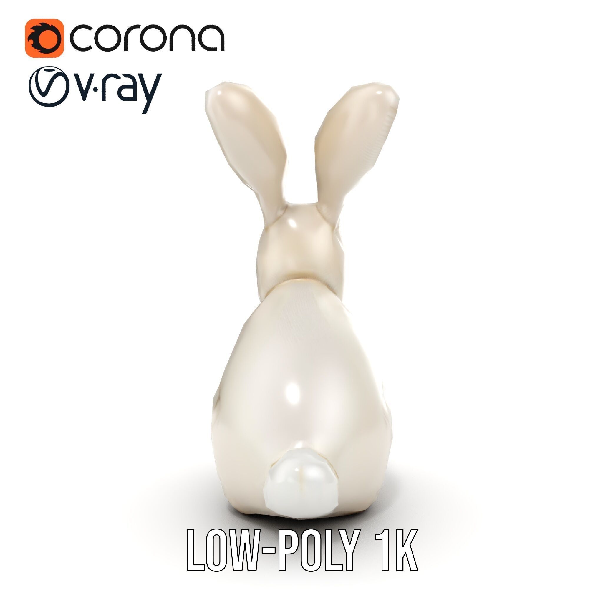Soft White Bunny model pack Low-poly 3D model_16