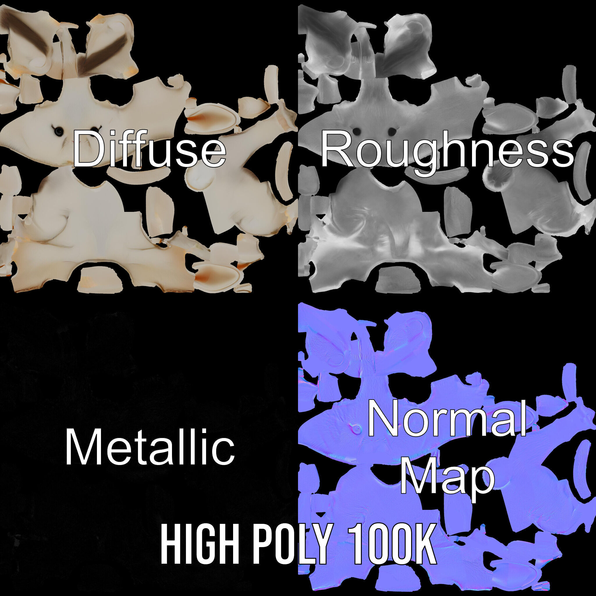 Soft White Bunny model pack Low-poly 3D model_3